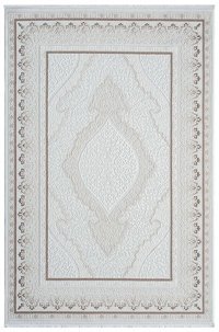 Kreasyon Halı MX008 Krem 8 mm Polyester Yıkanabilir Kalın Dikdörtgen Makine Dokuma Salon Halısı 125x200 cm
