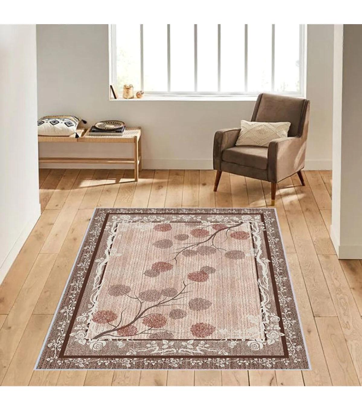 Rovigo Home RVG0155-SD702 Krem 8 mm Polyester Yıkanabilir Orta Kaymaz Dot Taban Dikdörtgen Makine Dokuma Salon Halısı 120x180 cm