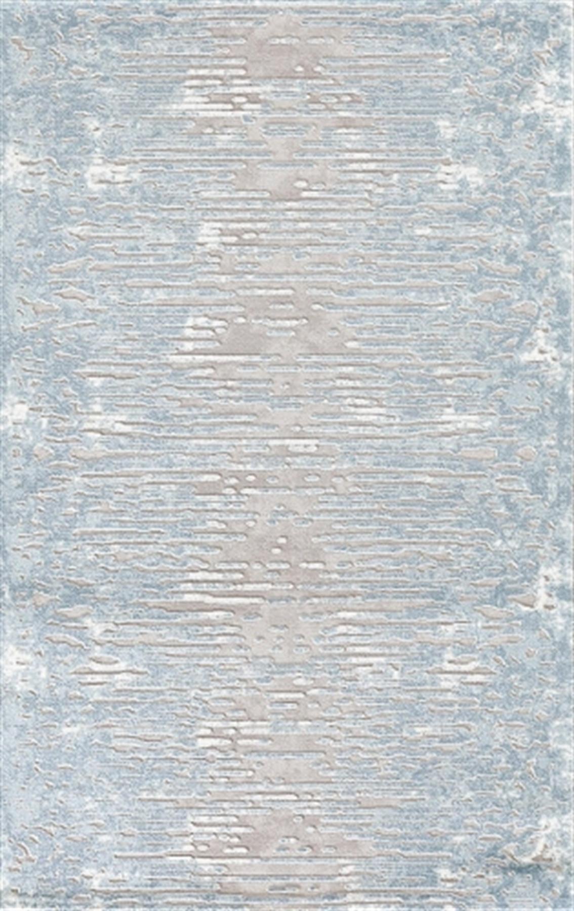 Merinos Resital RS027093 Mavi 12 mm Akrilik Yıkanabilir Kalın Kaymaz Dikdörtgen Makine Dokuma Salon Halısı 100x150 cm