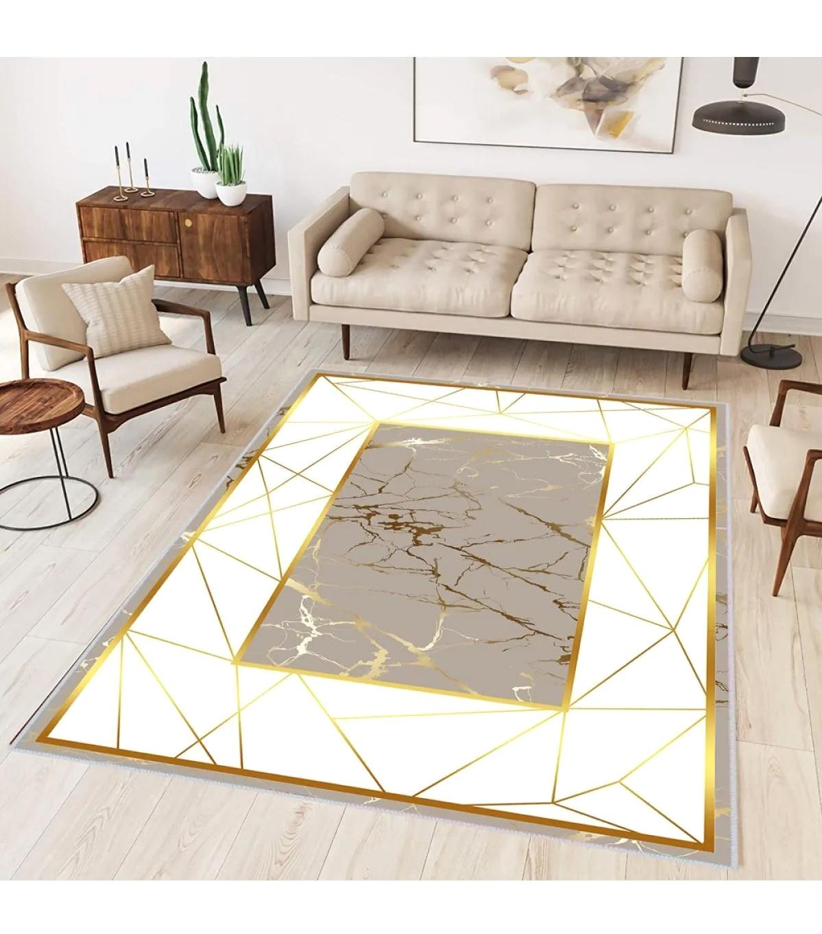 Rovigo Home RVG0323-SD1186 Krem 8 mm Polyester Antibakteriyel-Leke Tutmaz-Toz Tutmaz Yıkanabilir İnce Kaymaz Dot Taban Dikdörtgen Makine Dokuma Salon Halısı 100x160 cm