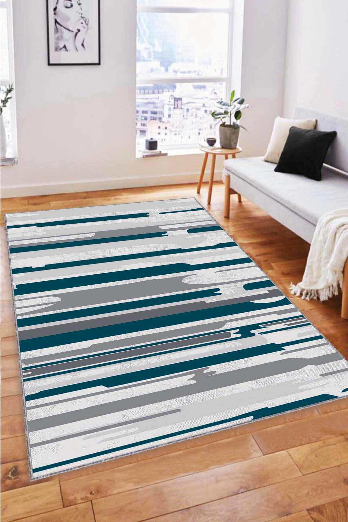 Viva Home FH02 Çok Renkli 7 mm Mikropolyester Leke Tutmaz-Yalıtıma Yardımcı Yıkanabilir İnce Kaymaz Taban Dikdörtgen Makine Dokuma Salon Halısı 180x280 cm