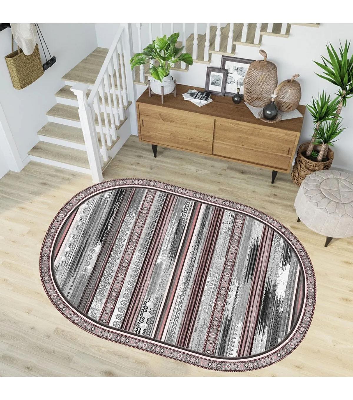 Rovigo Home RVG7233-SD240 Çok Renkli 8 mm Polyester Yıkanabilir Orta Kaymaz Dot Taban Dikdörtgen Makine Dokuma Salon Halısı 180x280 cm