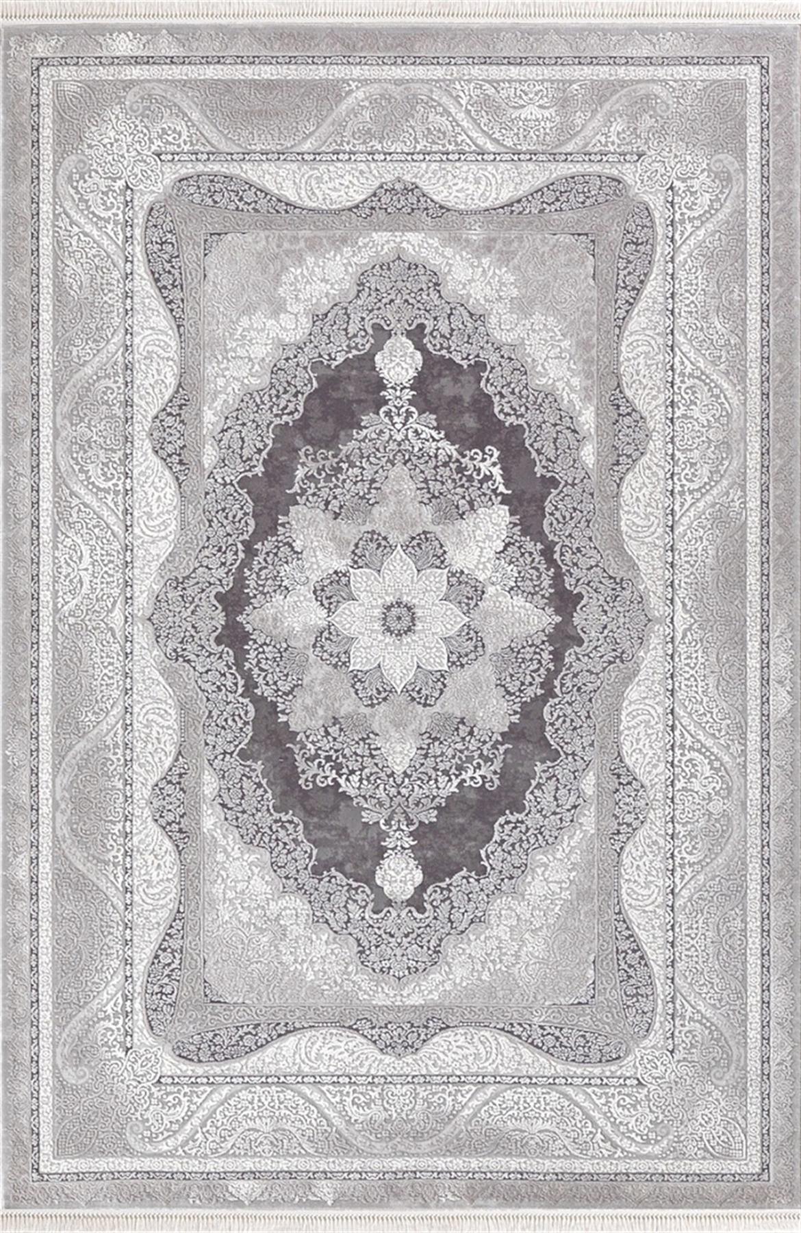 Dinarsu Arora 31888 Gri 11 mm Akrilik Silinebilir Yıkanabilir Orta Kaymaz Dikdörtgen Makine Dokuma Salon Halısı 160x235 cm