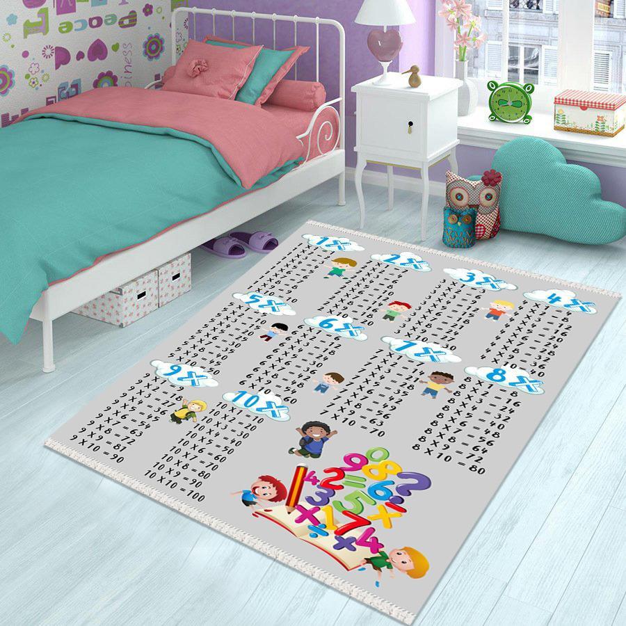 Halı Furyası Gri 10 mm Antibakteriyel Yıkanabilir Orta Kaymaz Deri Taban Dikdörtgen Makine Dokuma Çocuk Odası Halısı 160x235 cm