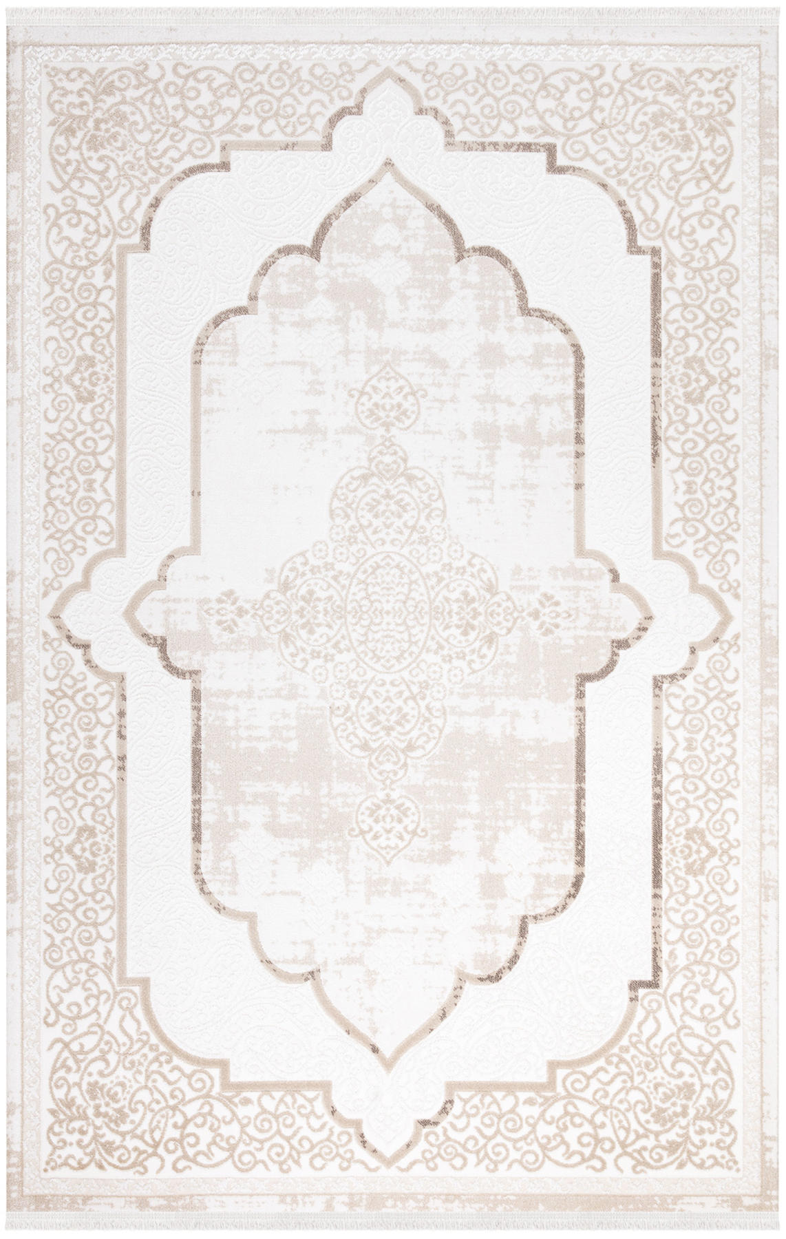 İpek Home Filiya 11304 Krem 8 mm Akrilik Yıkanabilir Orta Kaymaz Pamuk Taban Dikdörtgen Makine Dokuma Antre-Çocuk Odası-Salon-Yatak Odası Halısı 80x300 cm