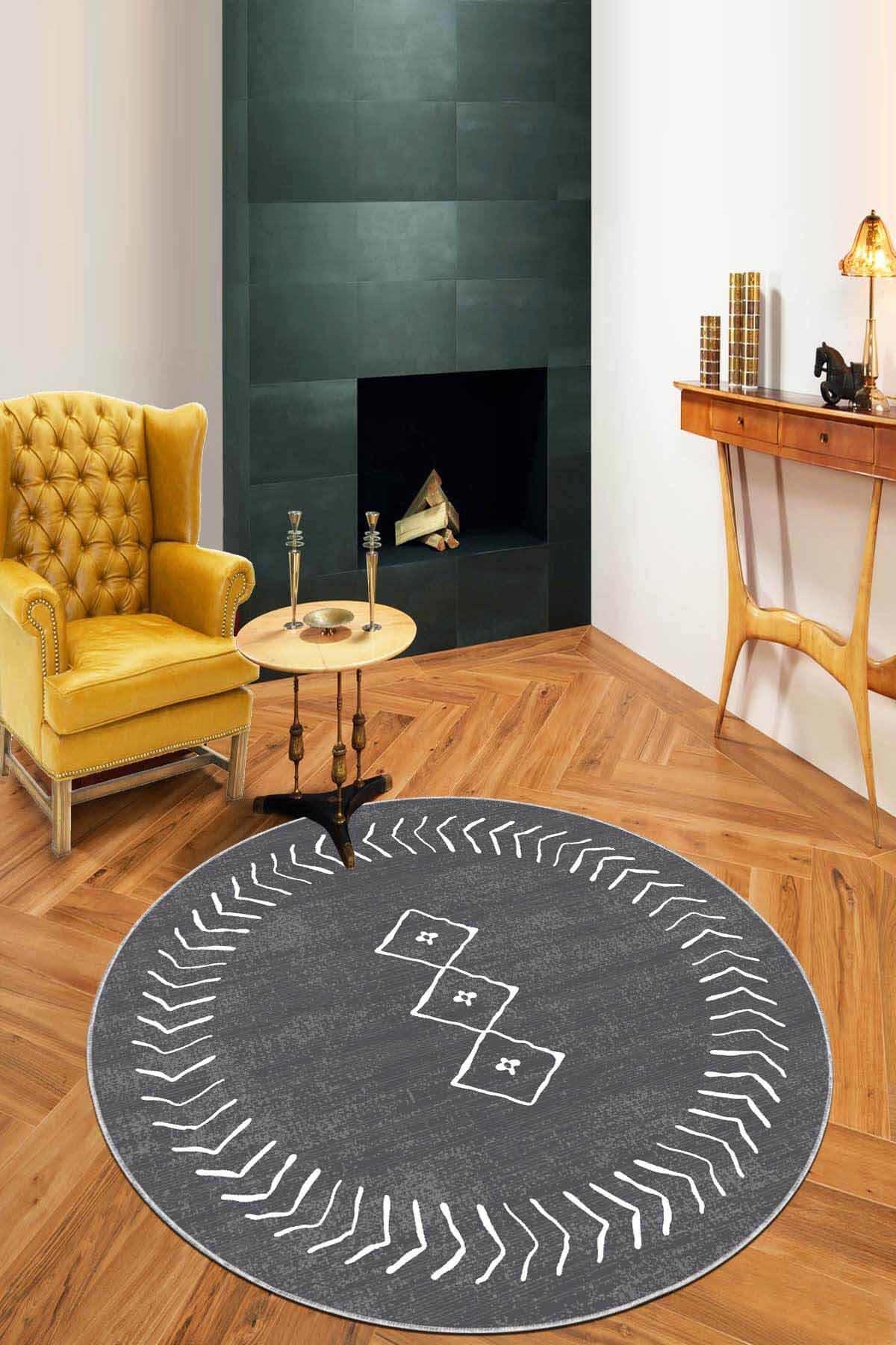 Viva Home AR410 Gri 7 mm Mikropolyester Toz Tutmaz Yıkanabilir İnce Kaymaz Dot Taban Yuvarlak Makine Dokuma Salon Halısı 100x450 cm