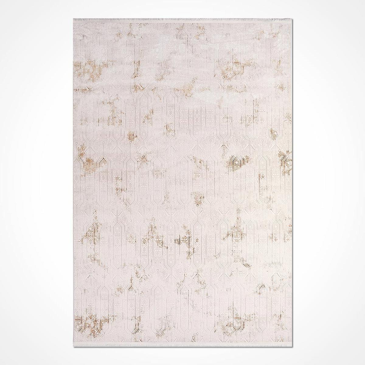 Crea Halı Safir 17310 Krem 6 mm Polyester Toz Tutmaz Yıkanabilir Orta Dikdörtgen Makine Dokuma Salon Halısı 100x200 cm