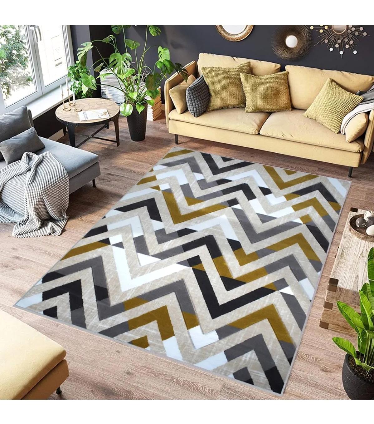Rovigo Home RVG0542 Çok Renkli 8 mm Polyester Leke Tutmaz-Toz Tutmaz Yıkanabilir İnce Kaymaz Dot Taban Dikdörtgen Makine Dokuma Salon Halısı 120x180 cm