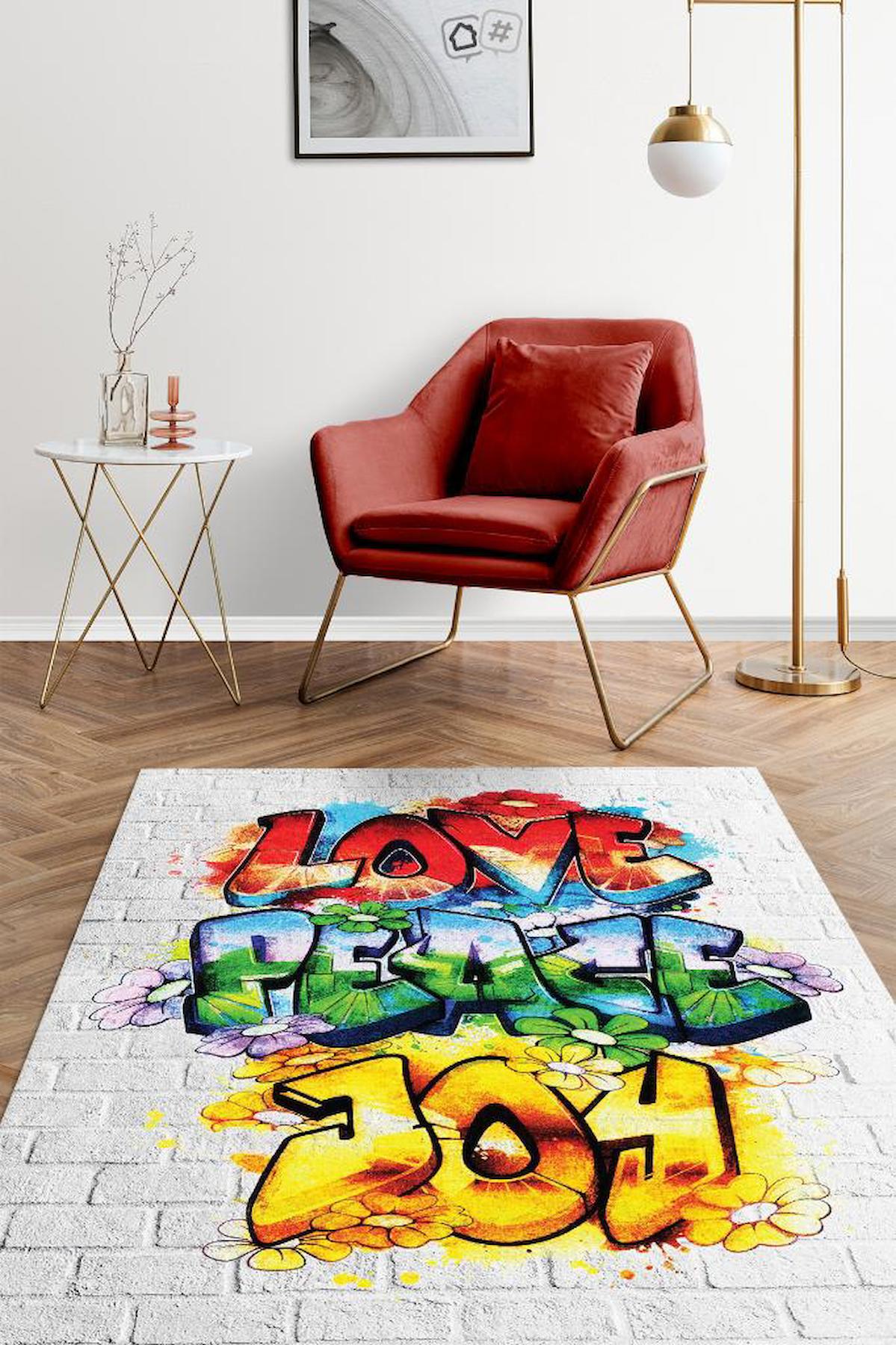 Homshtag Huzur ve Keyif Krem 4 mm Pamuk Antistatik Yıkanabilir İnce Kaymaz Dikdörtgen Makine Dokuma Genç Odası Halısı 160x160 cm