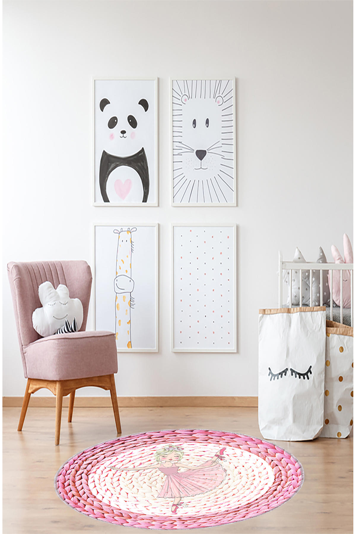 Artizon ART-Y-008 Pembe 0.8 mm Polyester Toz Tutmaz Yıkanabilir İnce Kaymaz Dot Taban Yuvarlak Makine Dokuma Salon Halısı 120x200 cm