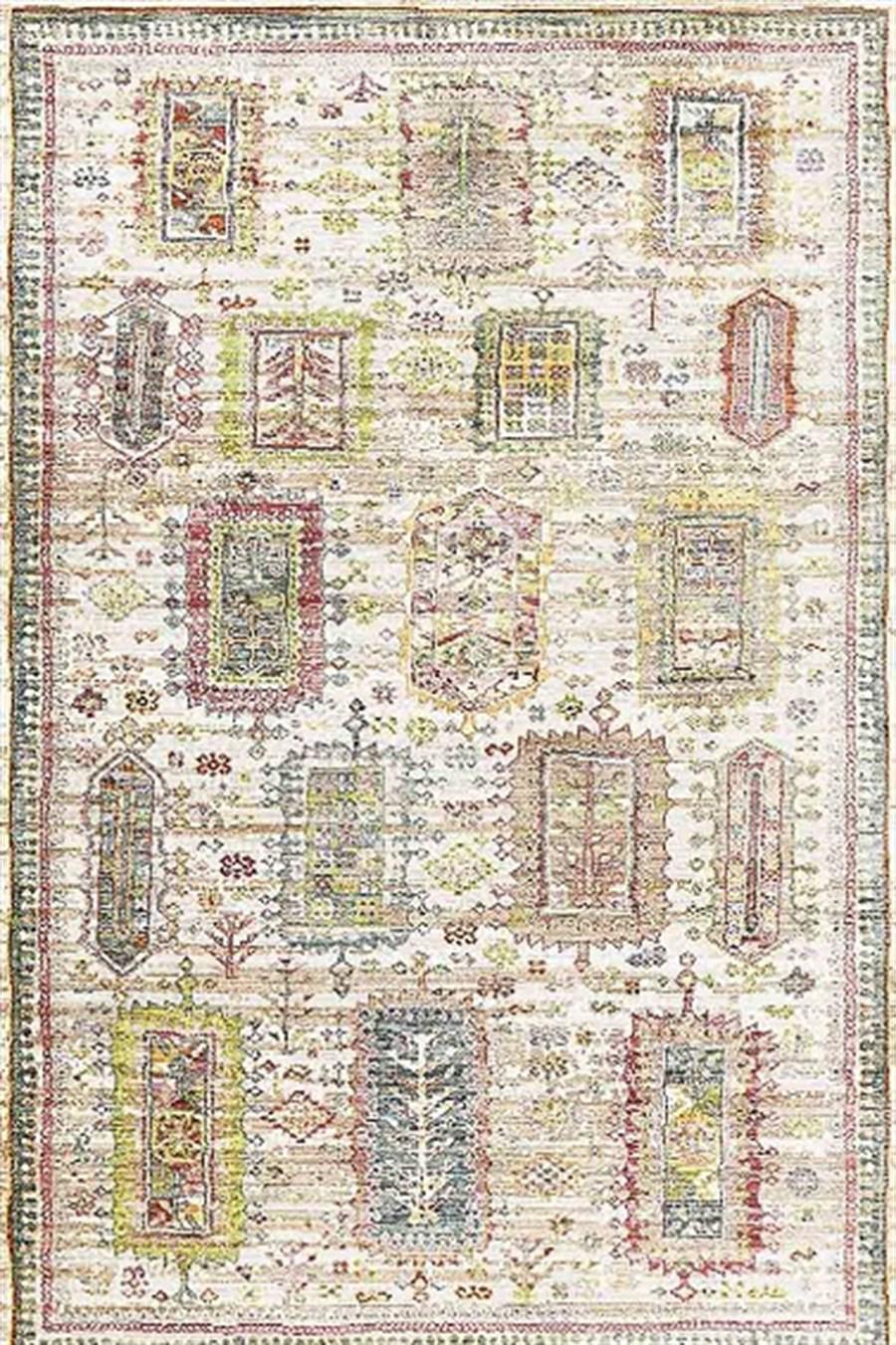 Kreasyon Halı Pandora 2744 Bej 5 mm Polyester Yıkanabilir İnce Kaymaz Pamuk Taban Dikdörtgen Makine Dokuma Salon Halısı 160x300 cm