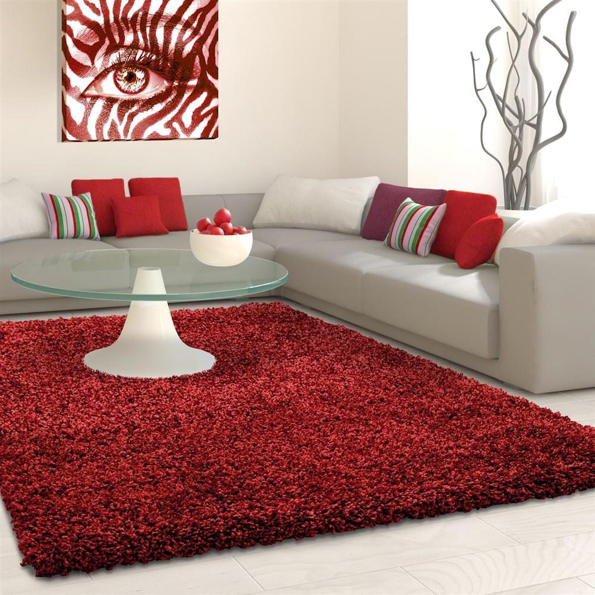 Red Halı Kırmızı 30 mm Polipropilen Toz Tutmaz Yıkanabilir Kalın Kaymaz Dikdörtgen Makine Dokuma Salon Halısı 100x300 cm