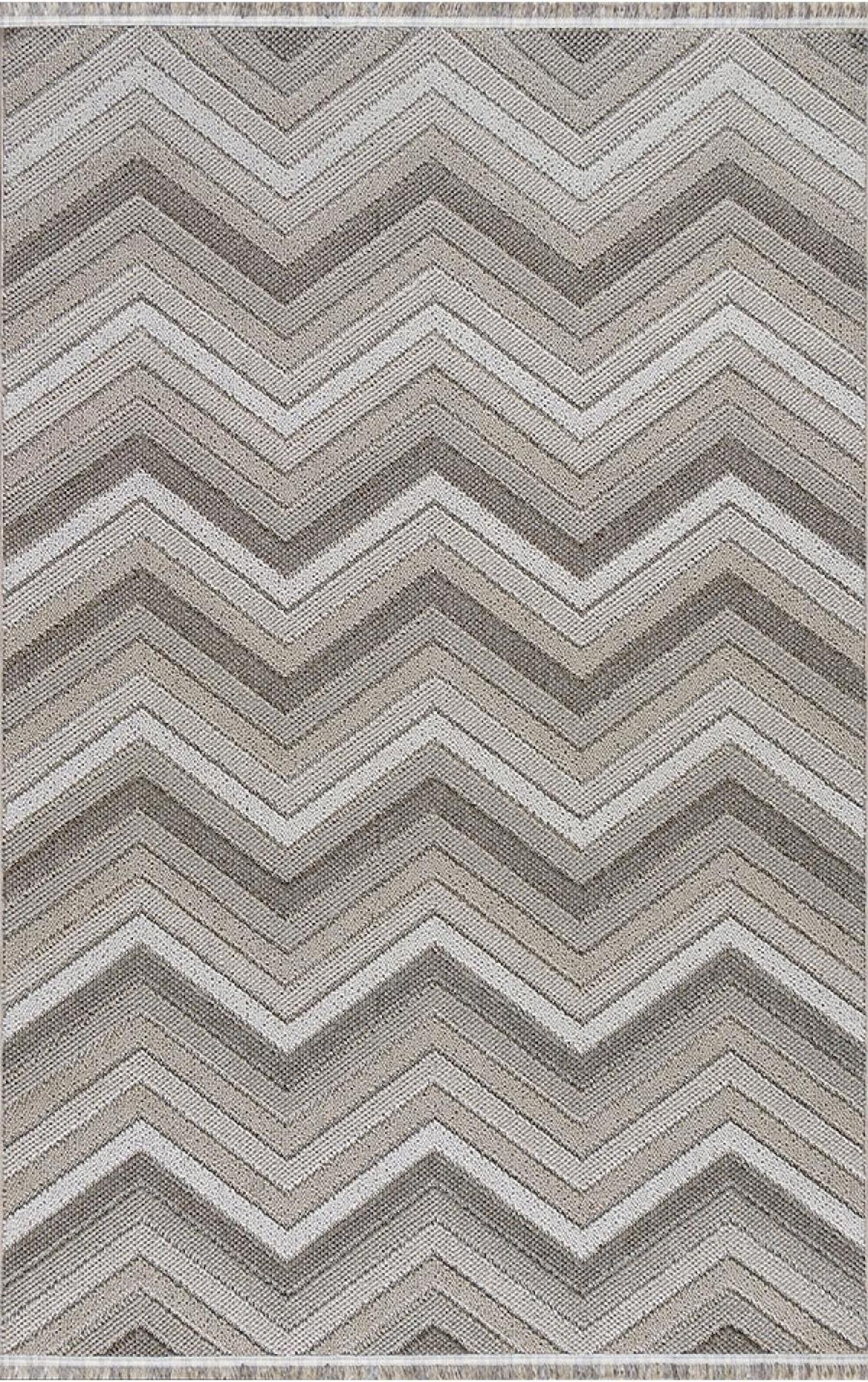 Padişah Riva 60591 Bej 6 mm Polyester Toz Tutmaz İnce Kaymaz Dikdörtgen Makine Dokuma Salon Halısı 180x300 cm