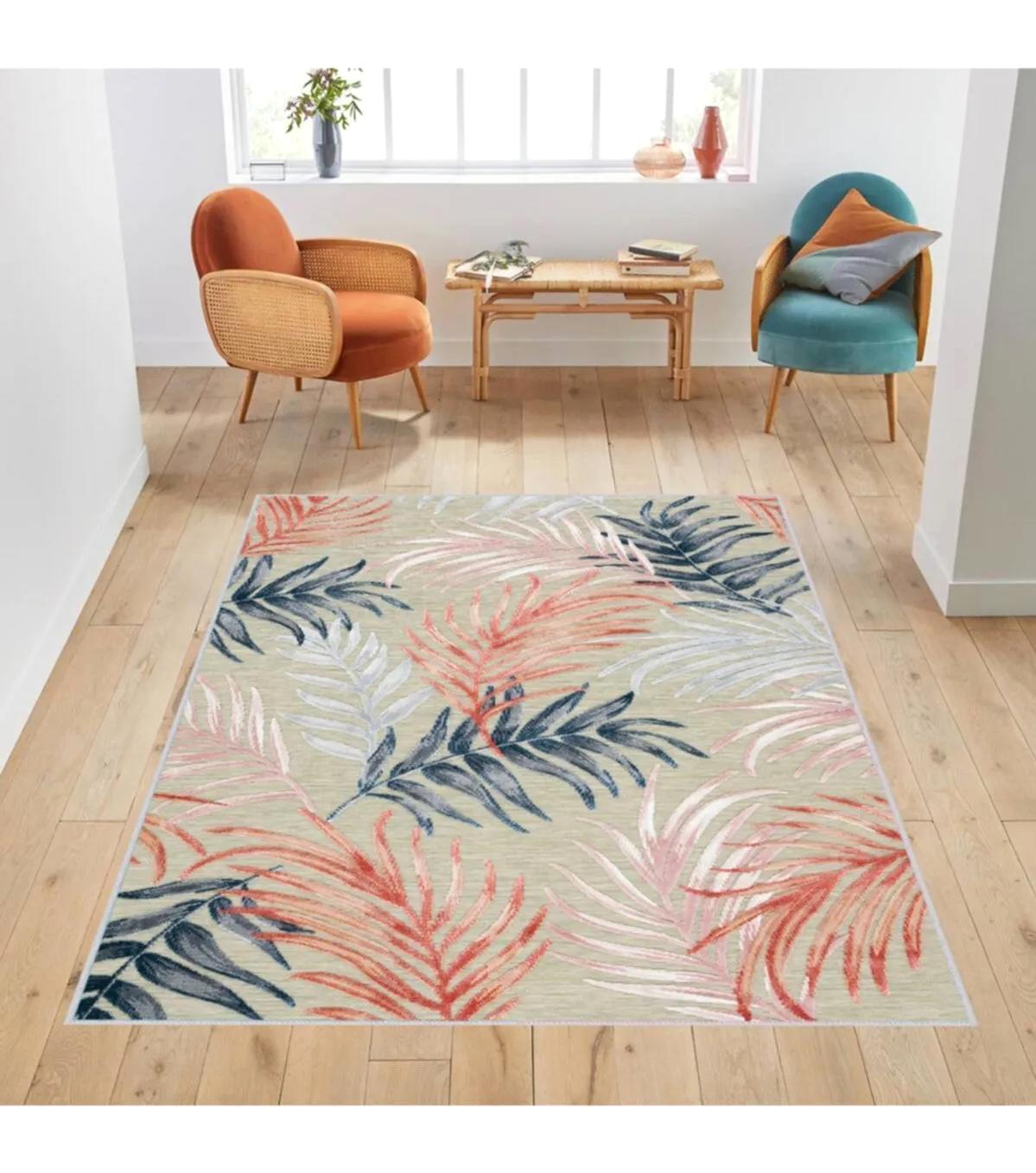 Rovigo Home RVG1775 Krem 8 mm Polyester Antibakteriyel-Leke Tutmaz-Toz Tutmaz Yıkanabilir İnce Kaymaz Dot Taban Dikdörtgen Makine Dokuma Salon Halısı 120x180 cm