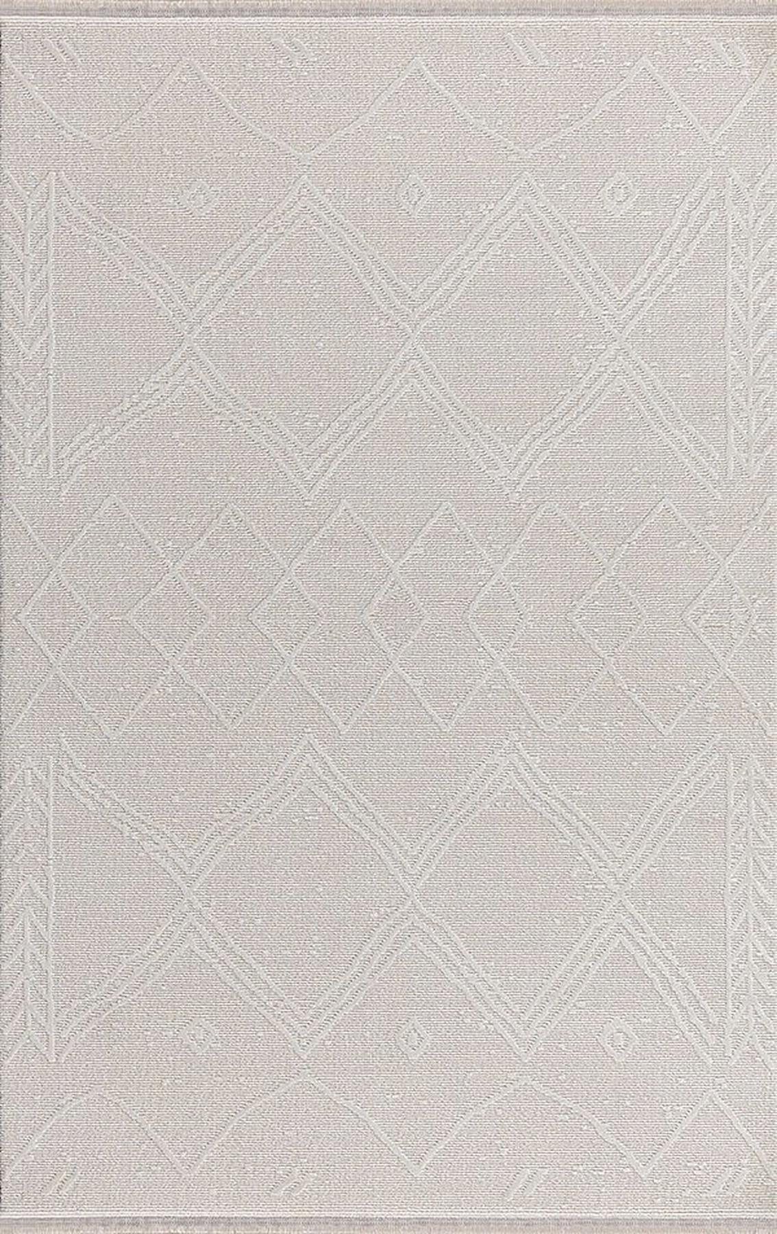 Merinos Therapy 36124 Krem 12 mm Viskon Yumuşak Yıkanabilir kalın Kaymaz Dikdörtgen Makine Dokuma Salon Halısı 100x200 cm
