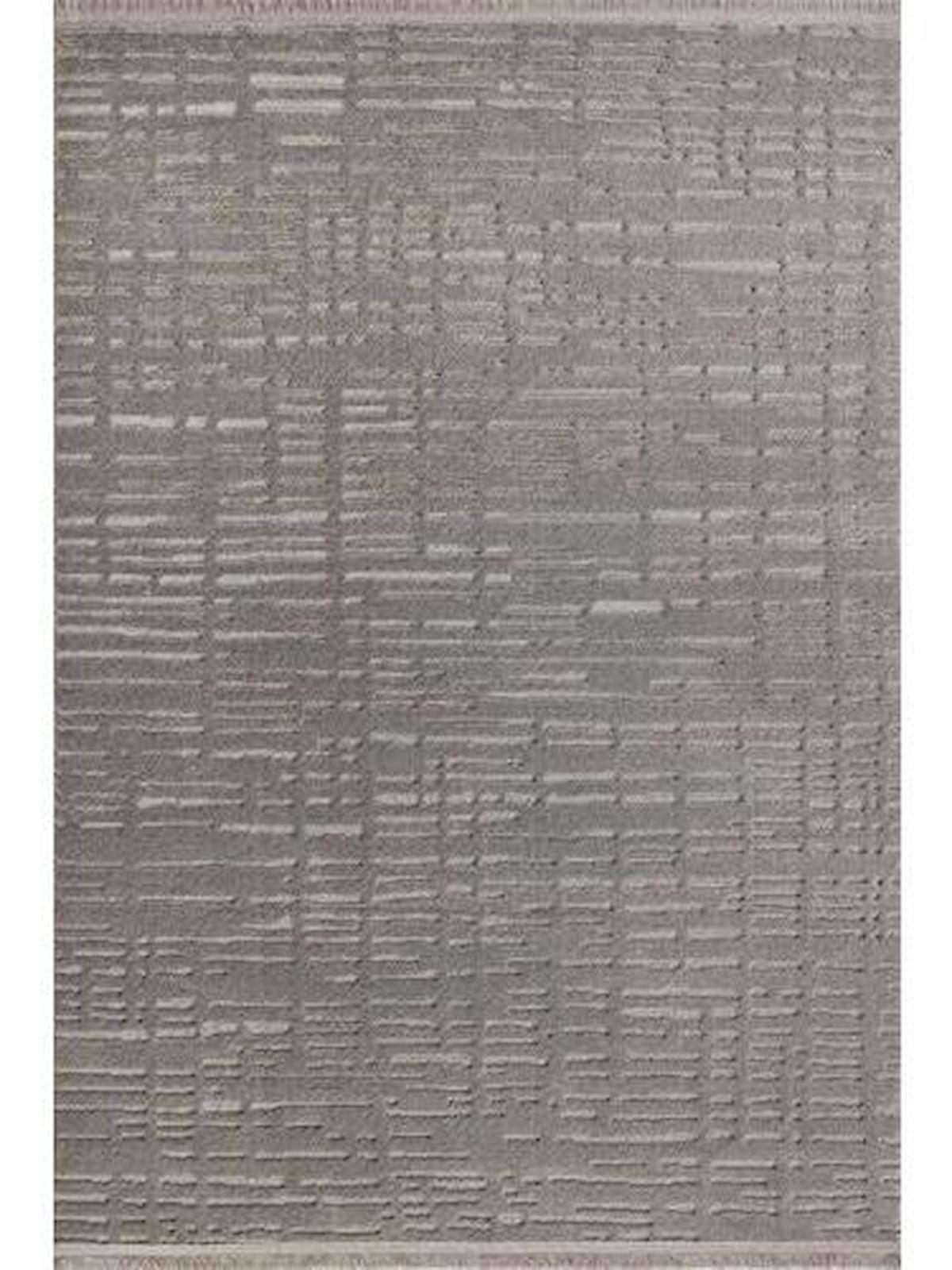 Gümüşsuyu Deco Geo 15867 Gri 6 mm Polyester Yıkanabilir İnce Kaymaz Geometrik Dikdörtgen Makine Dokuma Salon Halısı 100x230 cm