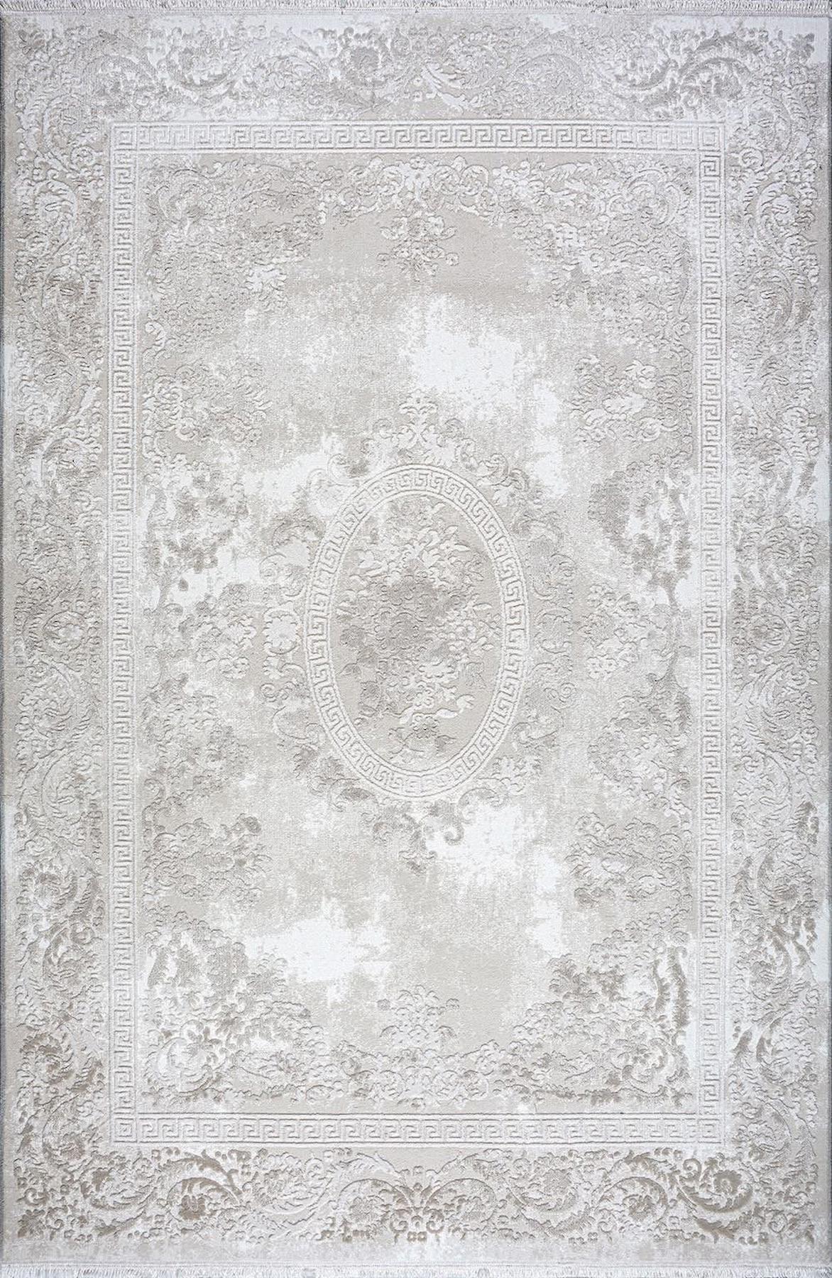 Kreasyon Halı Elkenz 7566 Krem 12 mm Akrilik Yıkanabilir Kalın Pamuk Taban Dikdörtgen Makine Dokuma Salon Halısı 150x233 cm