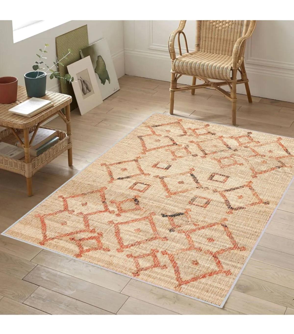 Rovigo Home RVG1045 Krem 8 mm Polyester Antibakteriyel-Leke Tutmaz-Toz Tutmaz Yıkanabilir İnce Kaymaz Dot Taban Dikdörtgen Makine Dokuma Salon Halısı 180x250 cm