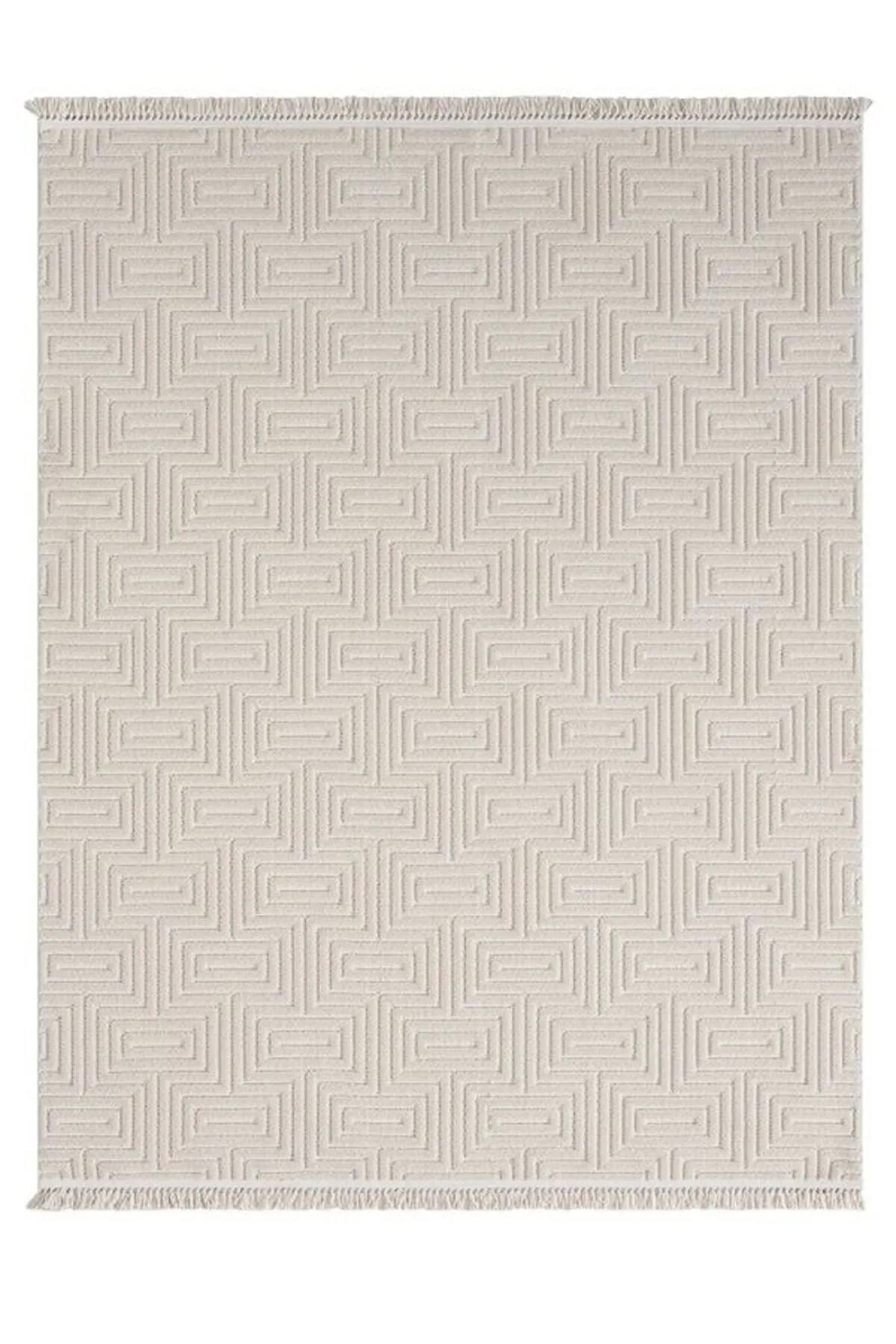 Seyran Halı Ruby 1550 Bej 12 mm Polyester Antibakteriyel Yıkanabilir Kalın Kaymaz Lateks Taban Dikdörtgen Makine Dokuma Salon Halısı 160x300 cm