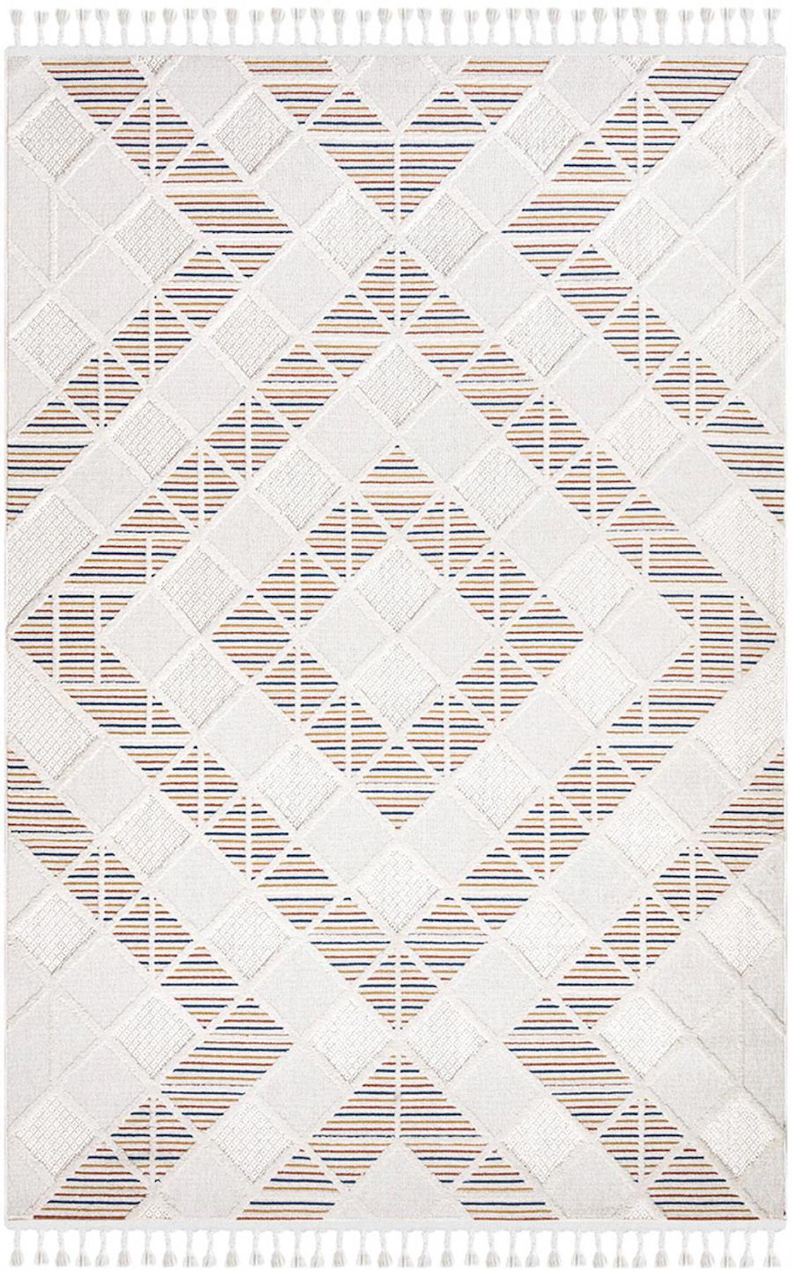 İpek Mekik Halı Lupin 18506 Krem 10 mm Polyester Yıkanabilir Orta Kaymaz Pamuk Taban Dikdörtgen Antre-Çocuk Odası-Salon-Yatak Odası Halısı 100x300 cm