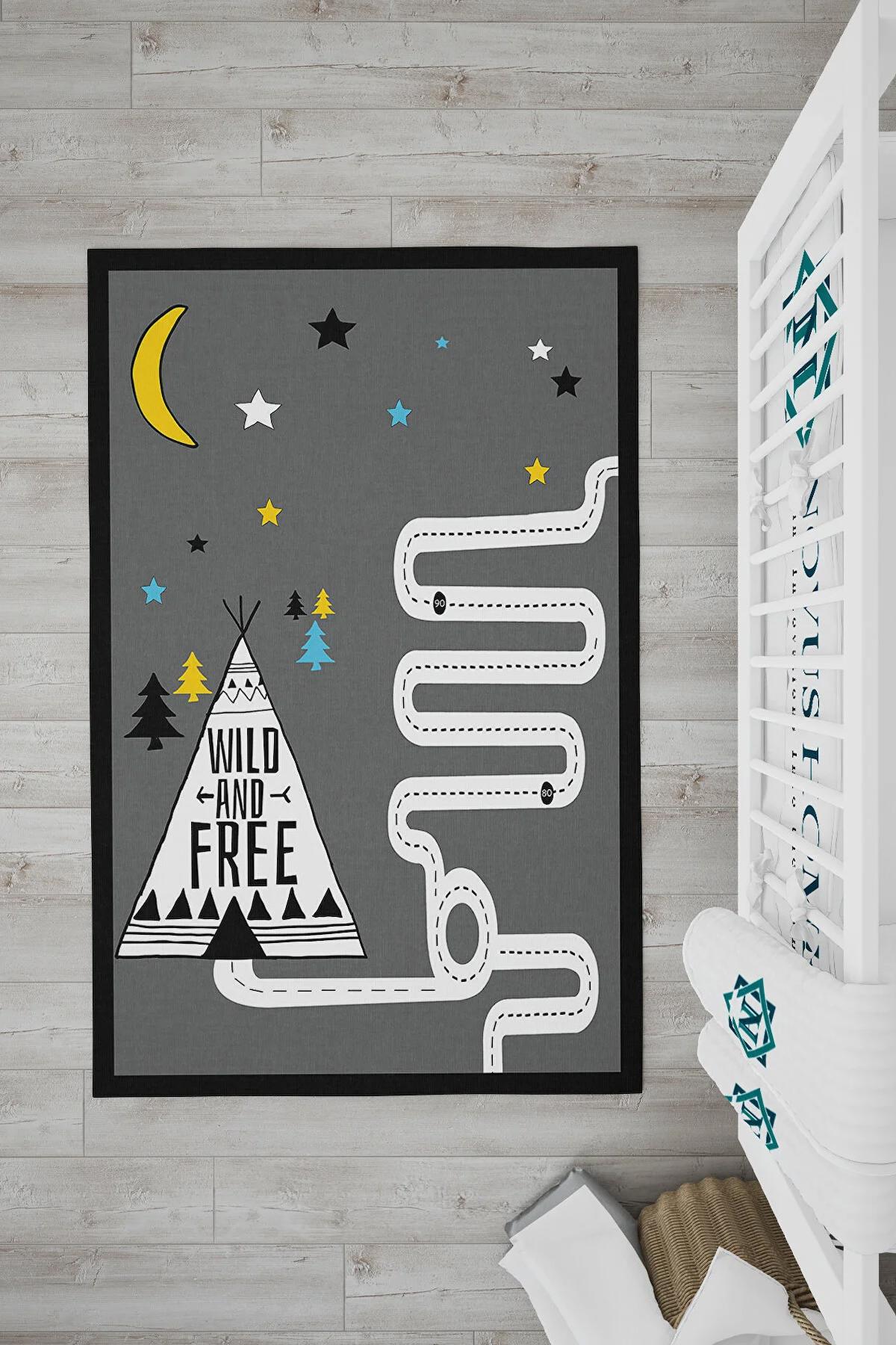 Novus Home Punto Serisi Antrasit - Siyah 7 mm Polyester Antibakteriyel-Toz Tutmaz-Yalıtıma Yardımcı Yıkanabilir İnce Kaymaz Taban Dikdörtgen Makine Dokuma Çocuk Odası Halısı 120x180 cm