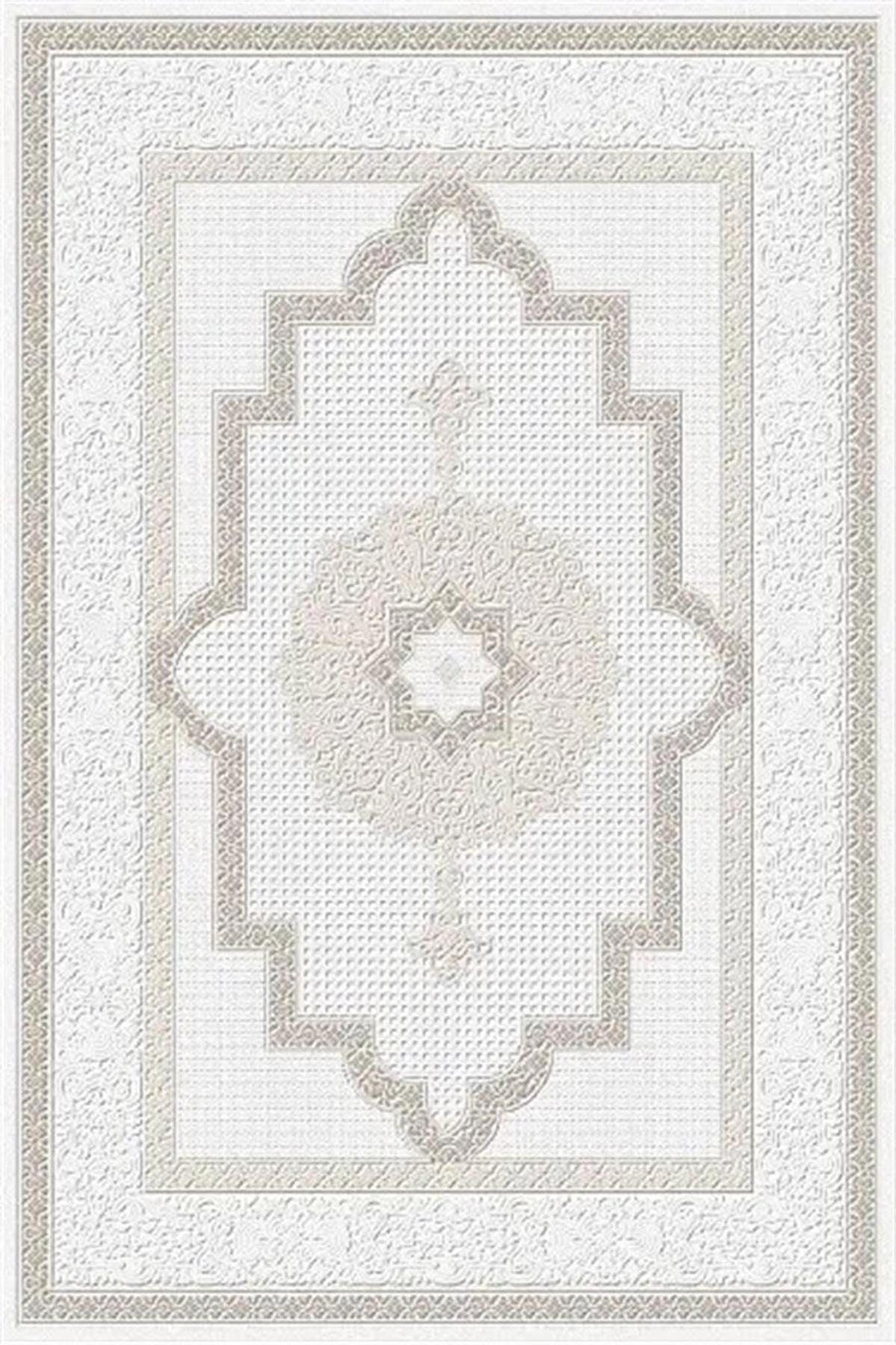 Kreasyon Halı Universal UV008 Bej 8 mm Akrilik Yıkanabilir Kalın Kaymaz Taban Dikdörtgen Makine Dokuma Halı 160x300 cm