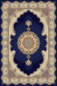 Tuğra Halı Sümer SM03 Lacivert 5 mm Polyester Yıkanabilir İnce Dikdörtgen Makine Dokuma Salon Halısı 80x150 cm