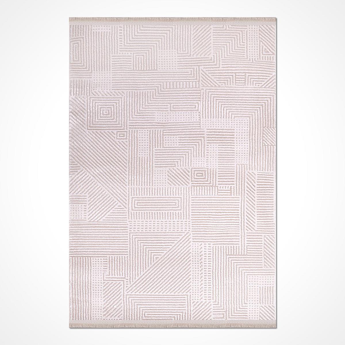 Dekozer Beyaz 6-12 mm Yıkanabilir Dikdörtgen Makine Dokuma Salon Halısı 80x150 cm