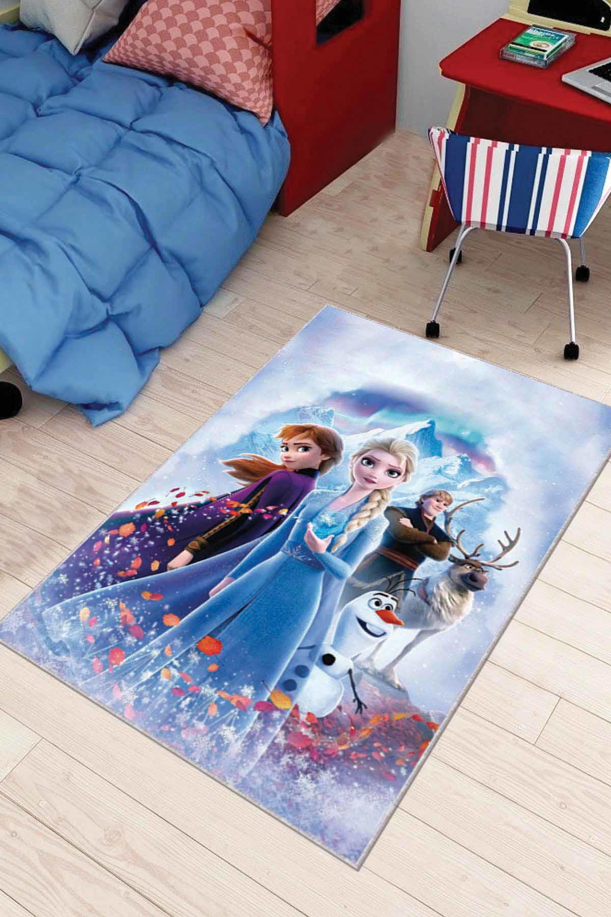 Viva Home AR109 Mavi 7 mm Mikropolyester Leke tutmaz Yıkanabilir İnce Kaymaz Dot Taban Dikdörtgen Makine Dokuma Çocuk Odası Halısı 100x200 cm