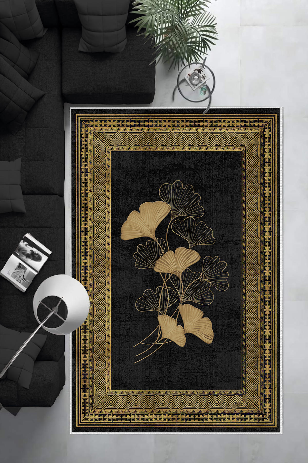 Aldora Kahverengi-Siyah 0.8 mm Polipropilen Yıkanabilir Orta Kaymaz Deri Taban Dikdörtgen Makine Dokuma Salon Halısı 160x230 cm