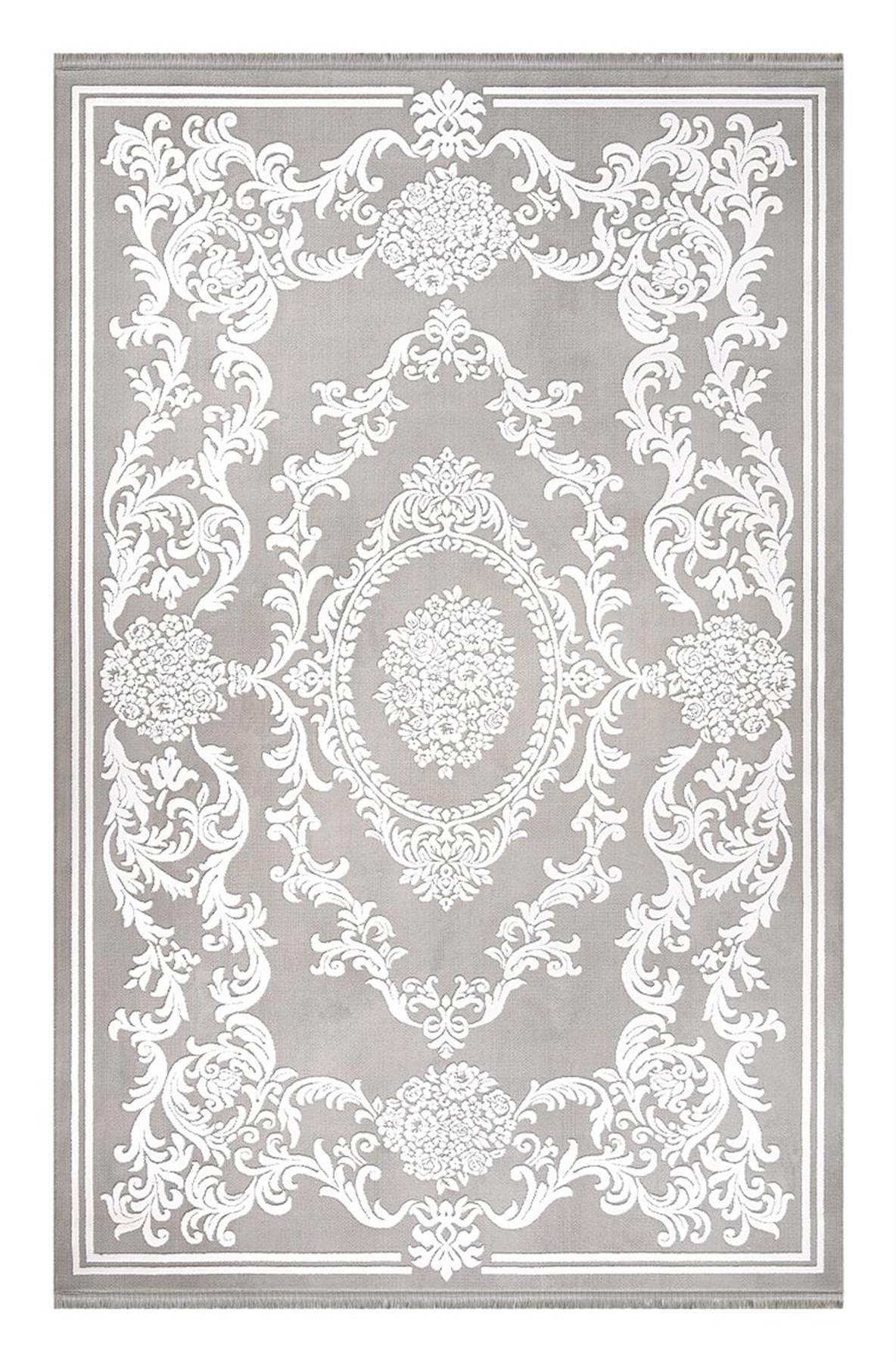 İpek Mekik Halı Sardes 6938A Vizon 11 mm Akrilik Yıkanabilir Orta Kaymaz Pamuk Taban Dikdörtgen Makine Dokuma Antre-Çocuk Odası-Salon-Yatak Odası Halısı 240x300 cm