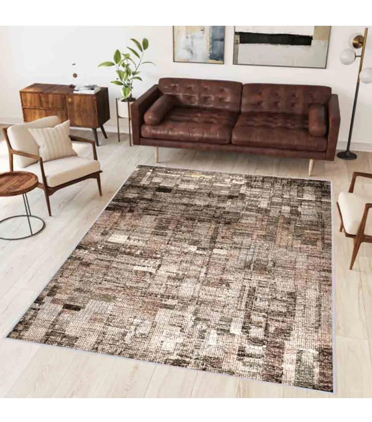 Rovigo Home RVG0336 Çok Renkli 8 mm Polyester Antibakteriyel-Leke Tutmaz-Toz Tutmaz Yıkanabilir İnce Kaymaz Dot Taban Dikdörtgen Makine Dokuma Salon Halısı 200x290 cm