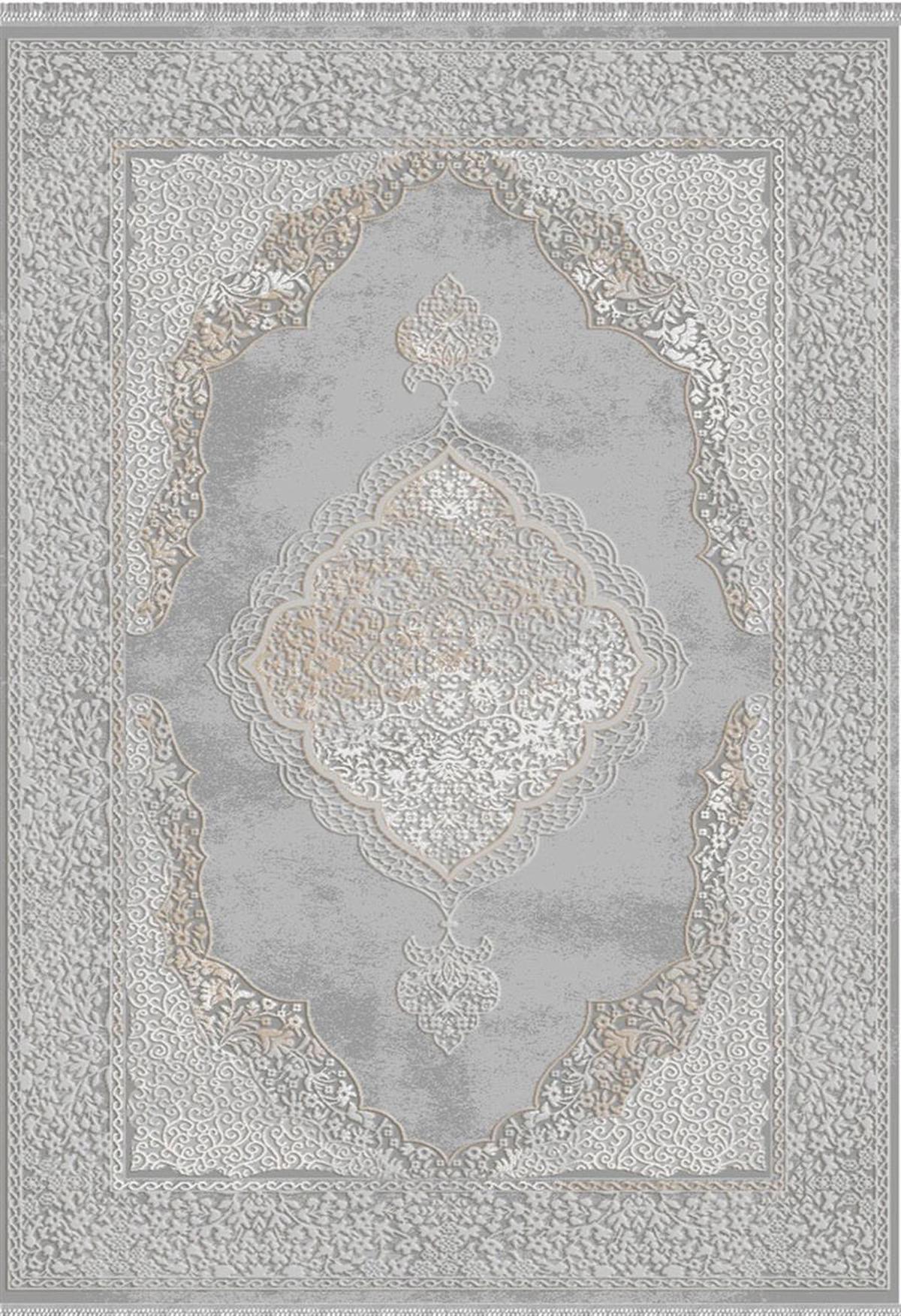 İpek Mekik Halı Blossom 13603 Gri 10 mm Akrilik Yıkanabilir Orta Kaymaz Dikdörtgen Makine Dokuma Antre-Çocuk Odası-Salon-Yatak Odası Halısı 80x300 cm