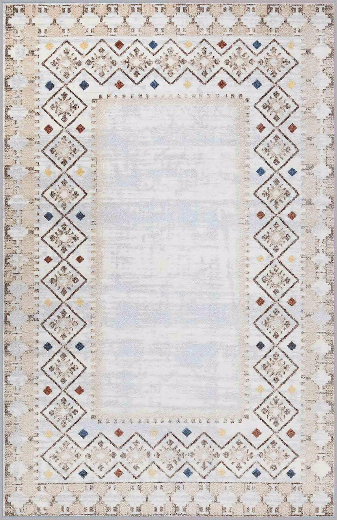 Rovigo Home RVG0723 Çok Renkli 8 mm Polyester Antibakteriyel-Leke Tutmaz-Toz Tutmaz Yıkanabilir İnce Kaymaz Dot Taban Dikdörtgen Makine Dokuma Salon Halısı 180x280 cm