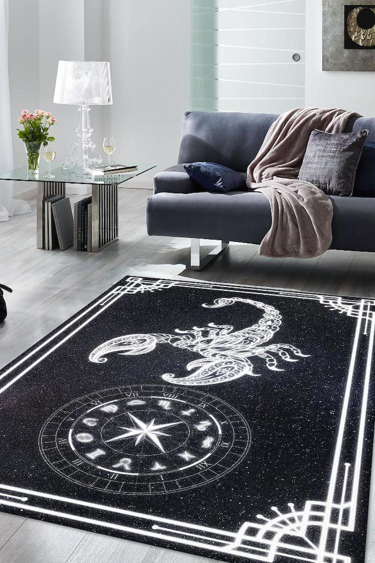 Homshtag Akrep Burcu Krem 4 mm Pamuk Antistatik Yıkanabilir İnce Kaymaz Dikdörtgen Makine Dokuma Yatak Odası Halısı 200x290 cm