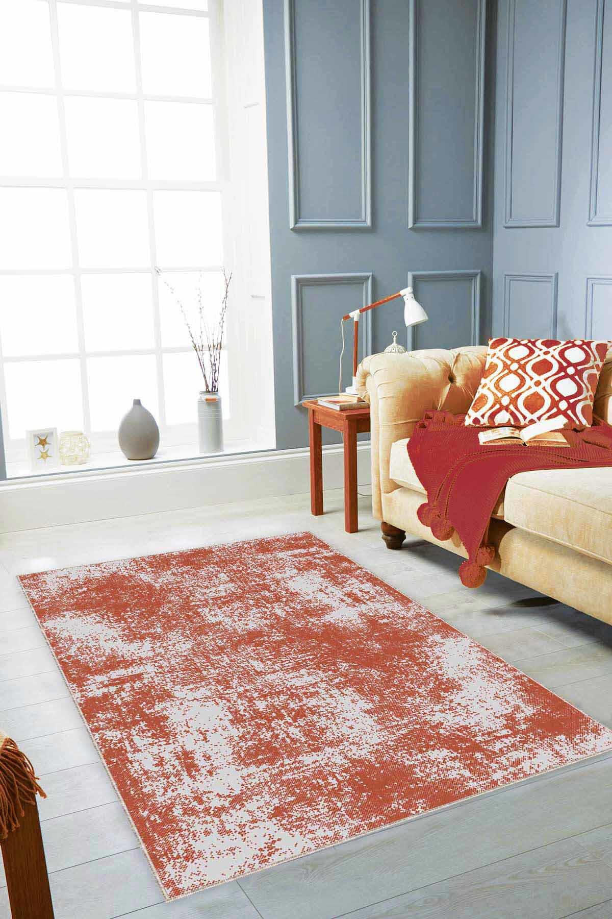Viva Home SS06 Çok Renkli 7 mm Mikropolyester Yıkanabilir İnce Kaymaz Taban Dikdörtgen Makine Dokuma Salon Halısı 140x200 cm