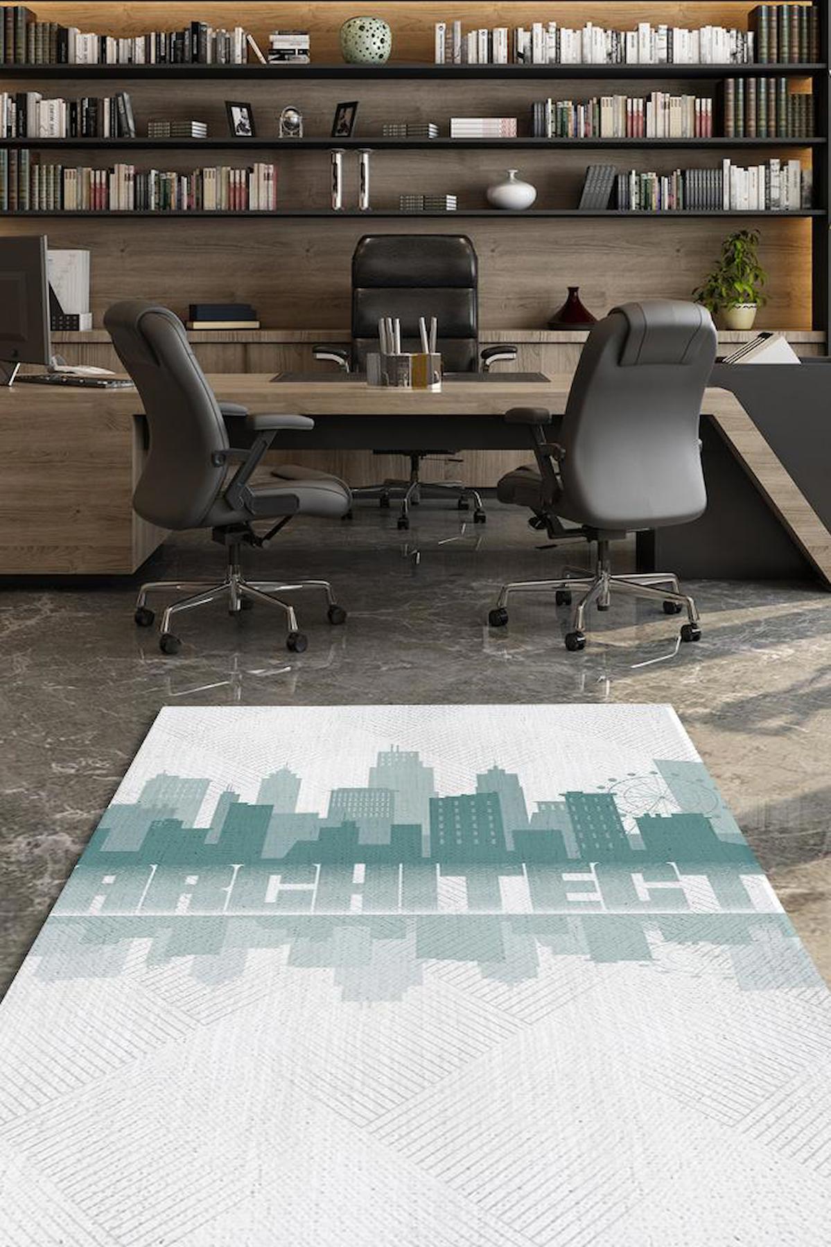 Homshtag Mimarlık Krem 4 mm Pamuk Antistatik Yıkanabilir İnce Kaymaz Dikdörtgen Makine Dokuma Ofis Halısı 120x180 cm