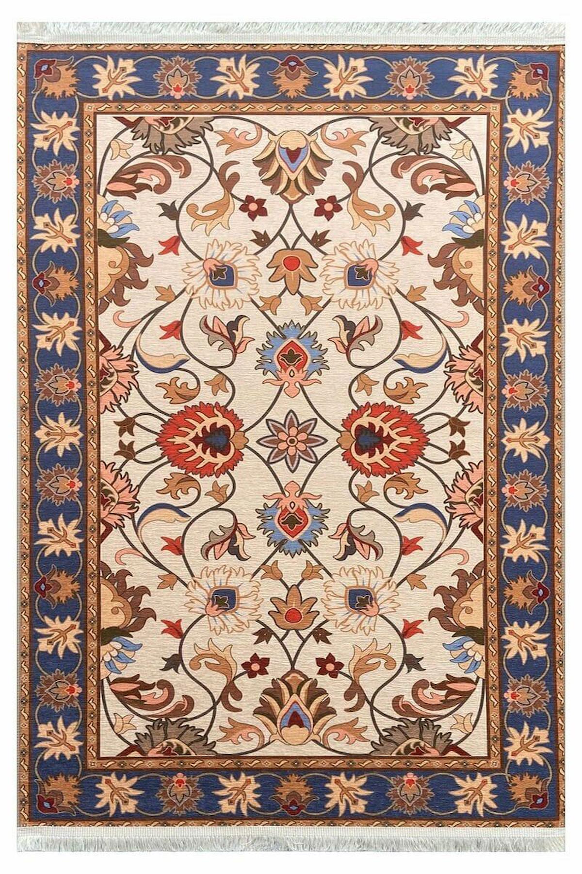 Prizma Home V6512 Çok Renkli Pamuk Toz Tutmaz Yıkanabilir Orta Dikdörtgen Makine Dokuma Oturma Odası-Salon Halısı 100x200 cm