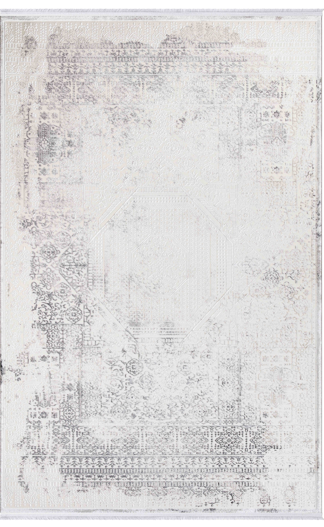 İpek Mekik Halı Sihir 17355 Krem 6 mm Polyester Toz Tutmaz Yıkanabilir İnce Kaymaz Pamuk Taban Geometrik Dikdörtgen Makine Dokuma Antre-Çocuk Odası-Salon-Yatak Odası Halısı 160x233 cm