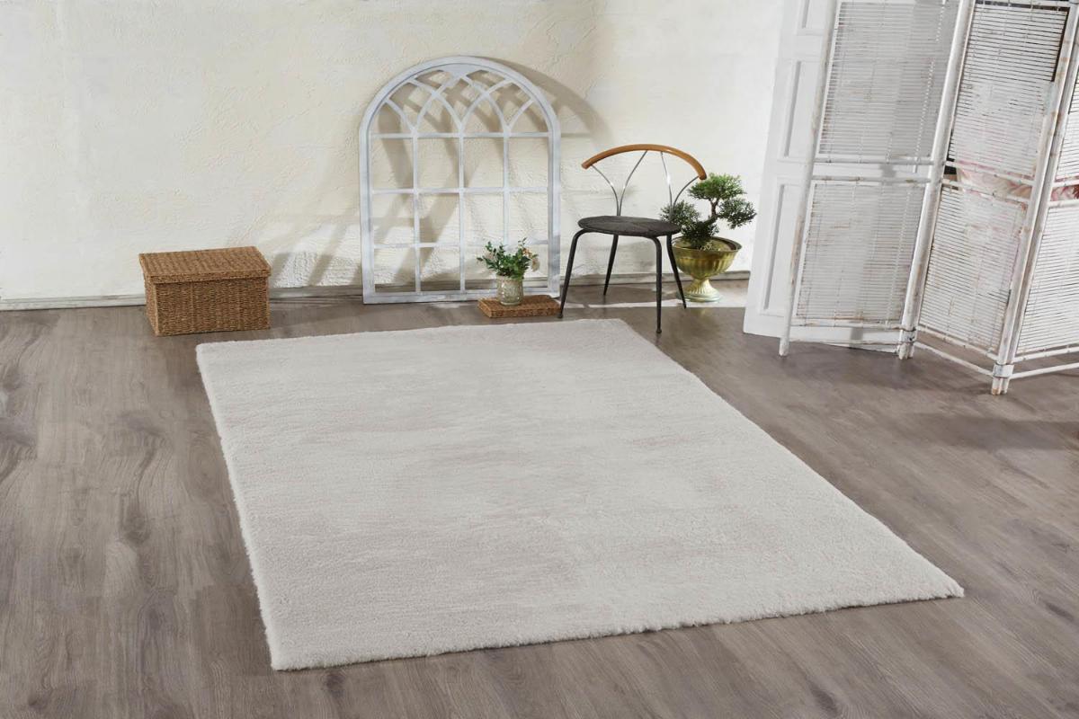 Jassrug Krem 35 mm Polyester Yıkanabilir Kalın Kaymaz Taban Dikdörtgen Makine Dokuma Halı 40x60 cm