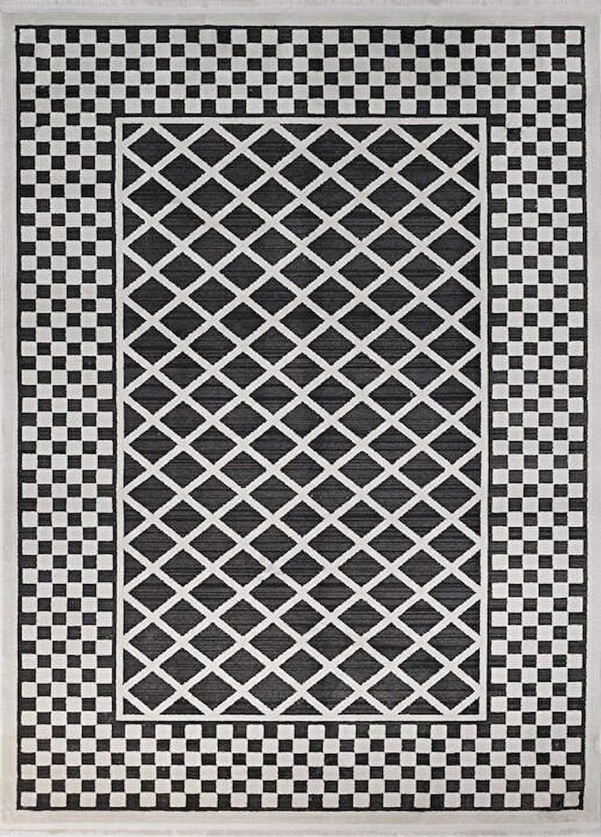 Gümüşsuyu Pera 13317 Çok Renkli 7 mm Polyester Toz Tutmaz Yıkanabilir İnce Kaymaz Geometrik Dikdörtgen Makine Dokuma Salon Halısı 100x200 cm