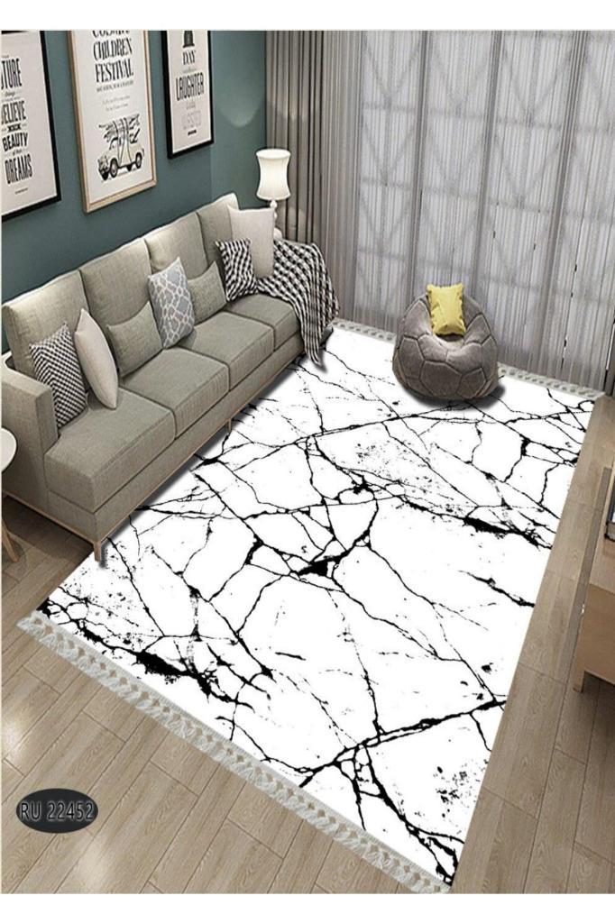 Home Tienda Krem Antibakteriyel-Leke Tutmaz-Toz Tutmaz Yıkanabilir Kalın Kaymaz Deri Taban Dikdörtgen Makine Dokuma Antre-Salon Halısı 120x180 cm