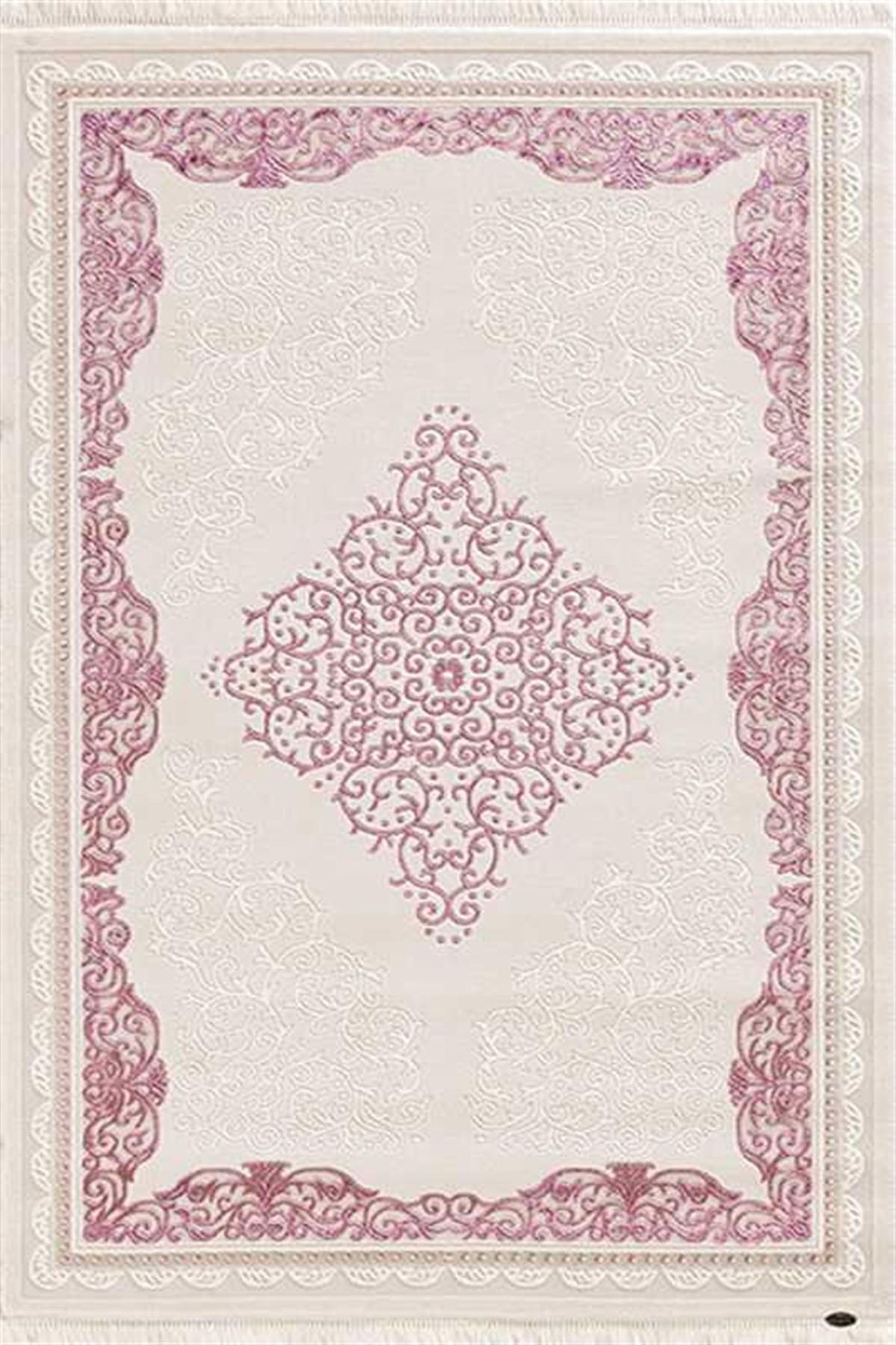 Efsane Halı Vento VE001655 Pembe 12 mm Akrilik Silinebilir Yıkanabilir Orta Kaymaz Dikdörtgen Makine Dokuma Oturma Odası Halısı 160x230 cm