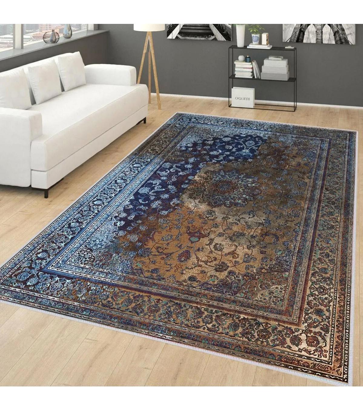 Rovigo Home RVG0272 Çok Renkli 8 mm Polyester Antibakteriyel-Leke Tutmaz-Toz Tutmaz Yıkanabilir İnce Kaymaz Dot Taban Dikdörtgen Makine Dokuma Salon Halısı 160x233 cm