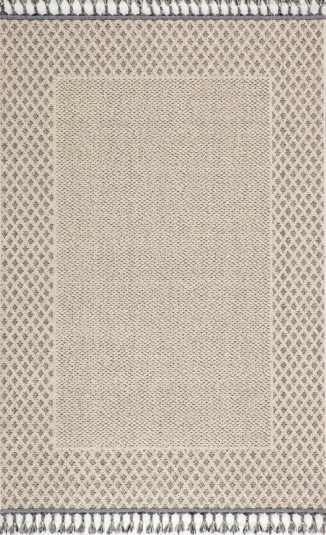 Gümüşsuyu Delta DDL12491 Krem 8 mm Polipropilen Toz Tutmaz Yıkanabilir Orta Kaymaz Dikdörtgen Makine Dokuma Salon Halısı 180x180 cm