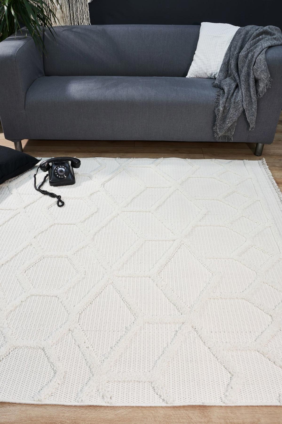 Apex Vesta 9522 Çok Renkli Pamuk Yıkanabilir İnce Kaymaz Jüt Taban Dikdörtgen Makine Dokuma Salon Halısı 140x220 cm