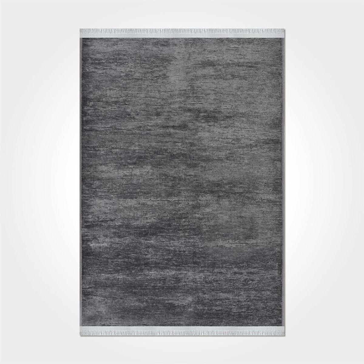 Crea Halı Azade 8206S Antrasit 7 mm Pamuk-Polyester Antibakteriyel Yıkanabilir Orta Kaymaz Lateks Taban Dikdörtgen Makine Dokuma Salon Halısı 120x180 cm
