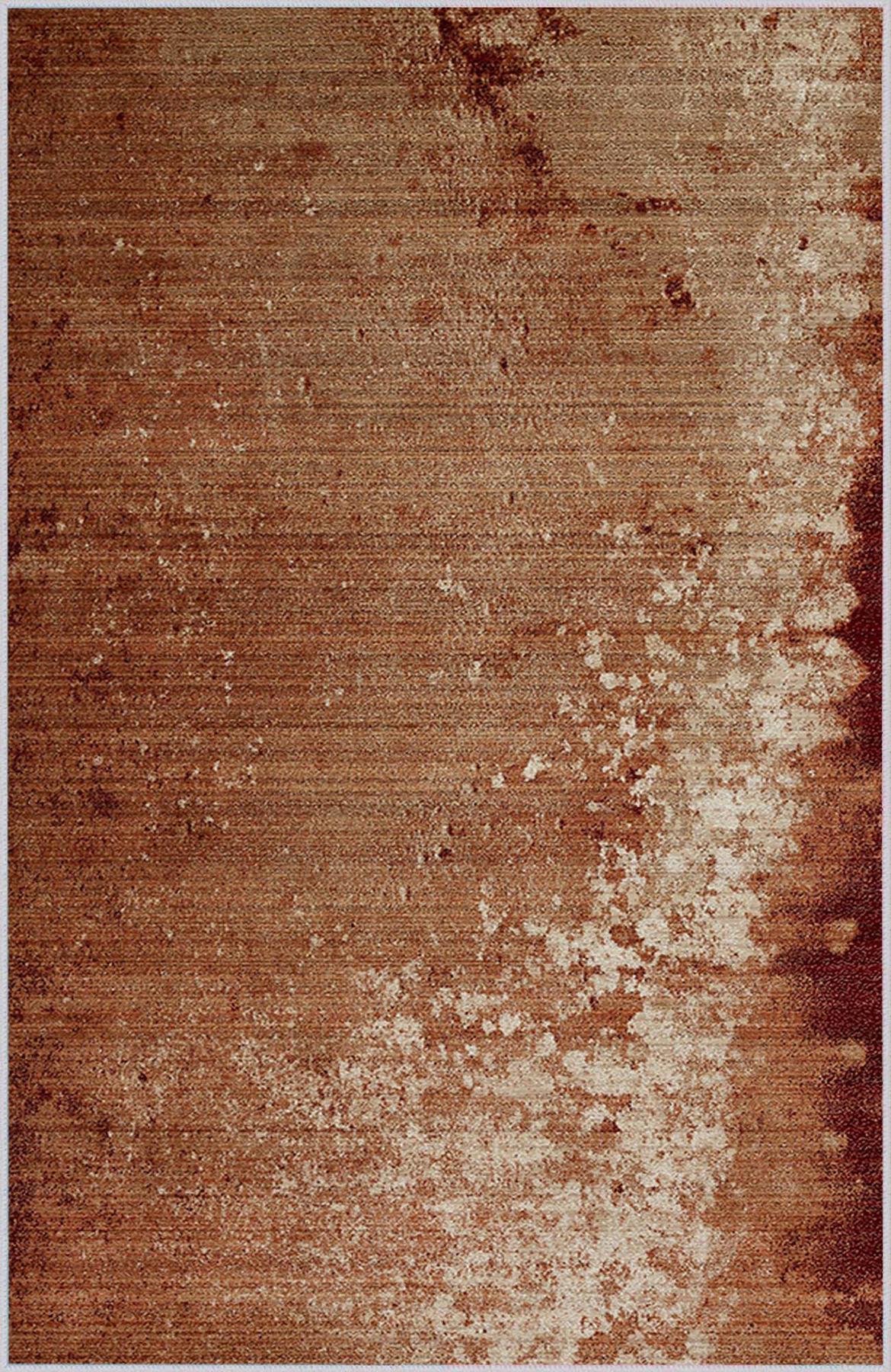 Rovigo Home RVG1455 Kahverengi 8 mm Polyester Leke Tutmaz-Toz Tutmaz Yıkanabilir İnce Kaymaz Dot Taban Dikdörtgen Makine Dokuma Salon Halısı 100x300 cm