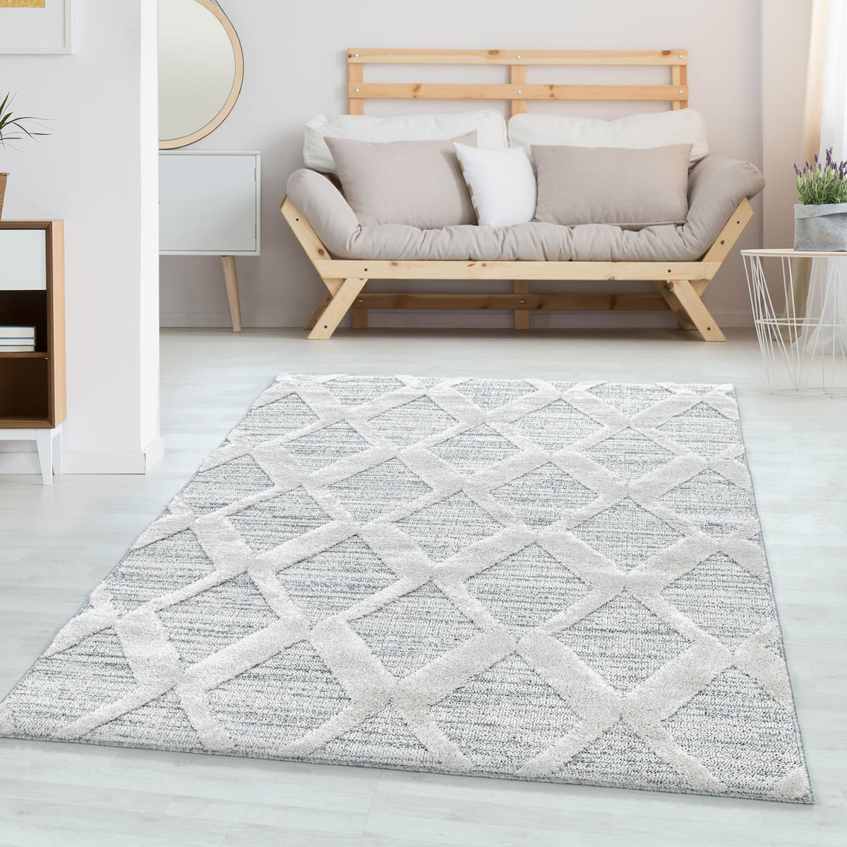 Wide Shop Gri 18 mm Polipropilen Yıkanabilir İnce Kaymaz Jüt Taban Dikdörtgen Makine Dokuma Salon Halısı 80x150 cm