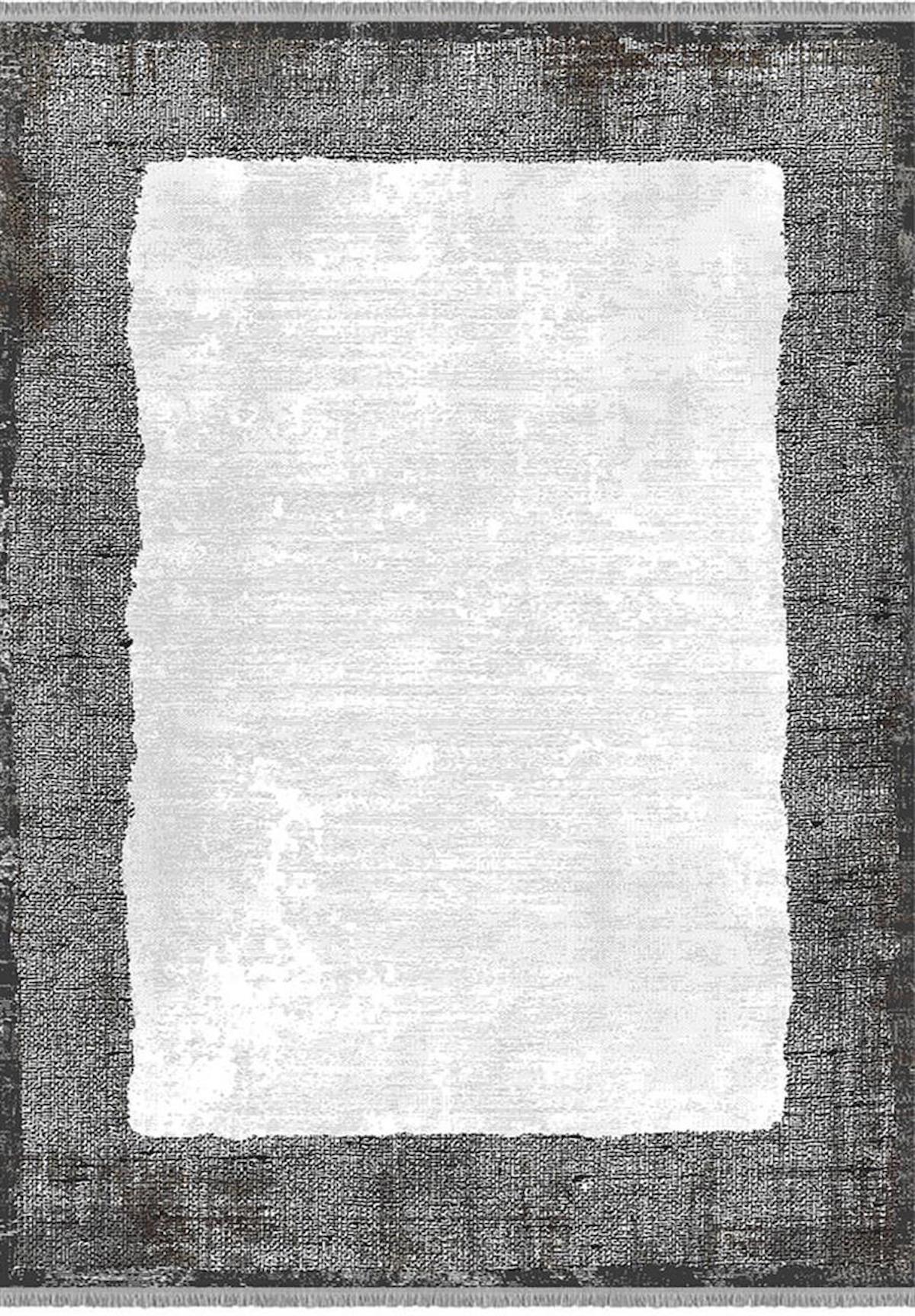 İpek Mekik Halı Roxanne 17186 Gri 8 mm Akrilik Yıkanabilir İnce Kaymaz Pamuk Taban Dikdörtgen Makine Dokuma Antre-Çocuk Odası-Salon-Yatak Odası Halısı 100x450 cm